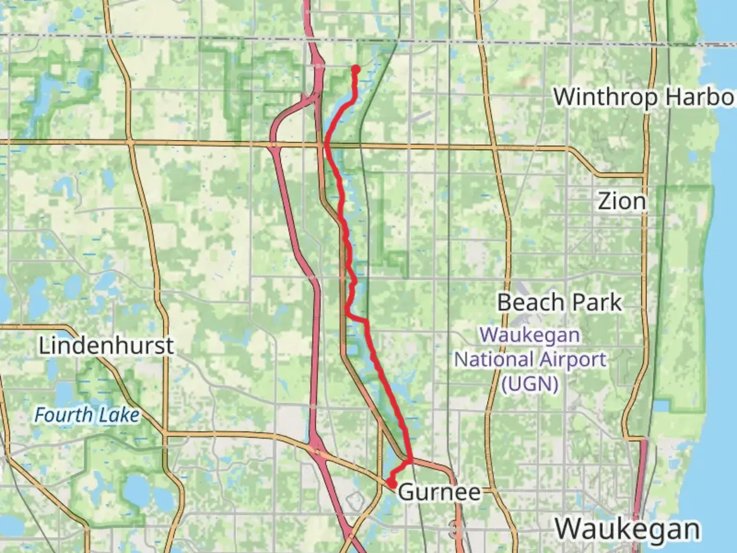 An image depicting the trail Des Plaines River Trail - Russell and its surrounding area.