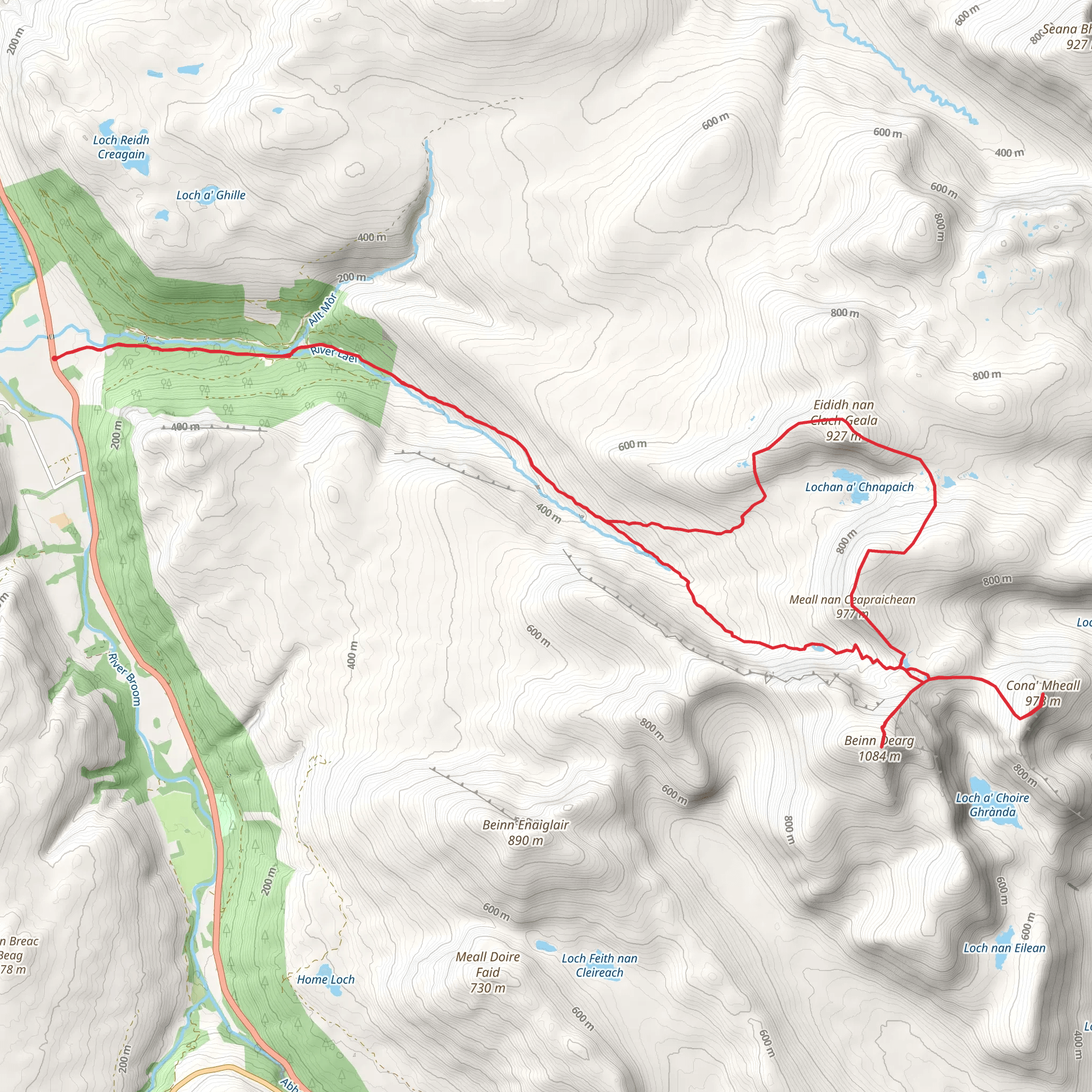Beinn Dearg - The Four Munros Loop mobile static map