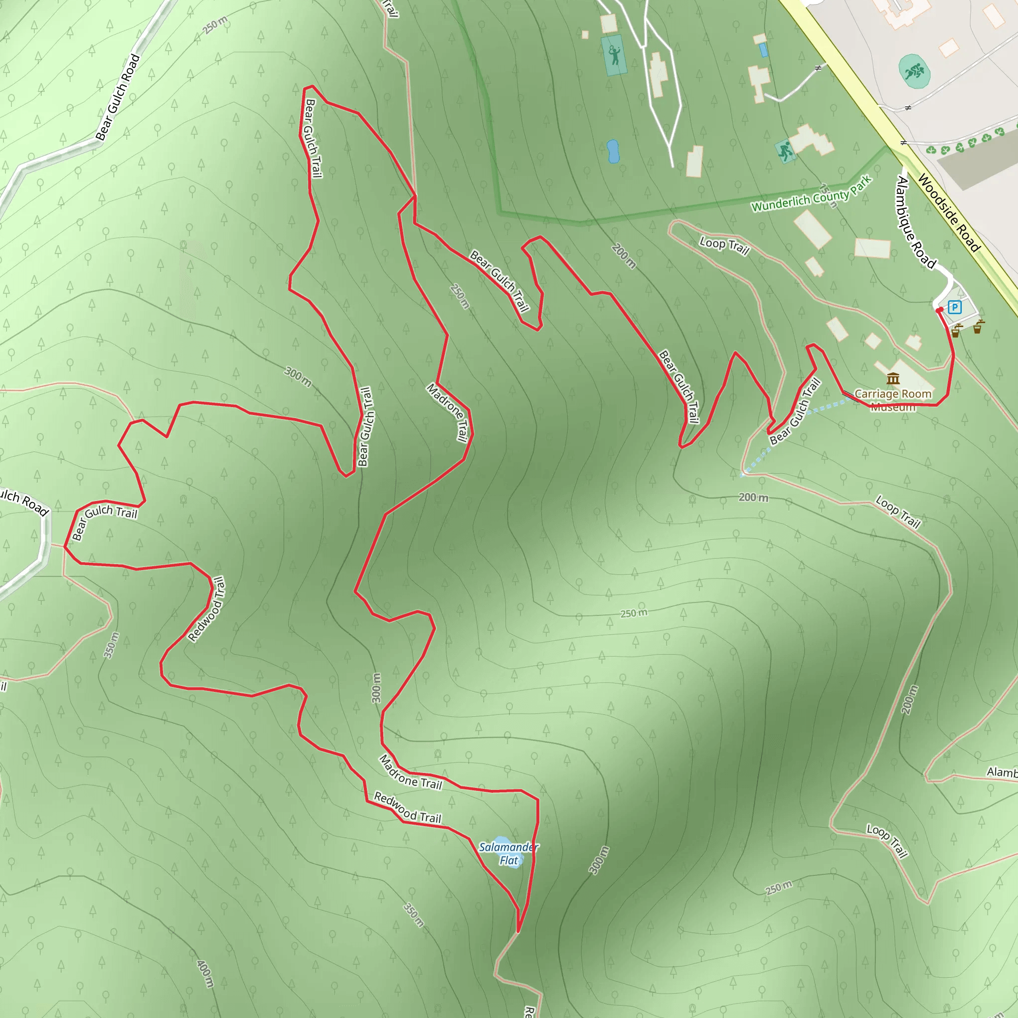 Madrone Trail and Bear Gulch Loop Trail mobile static map