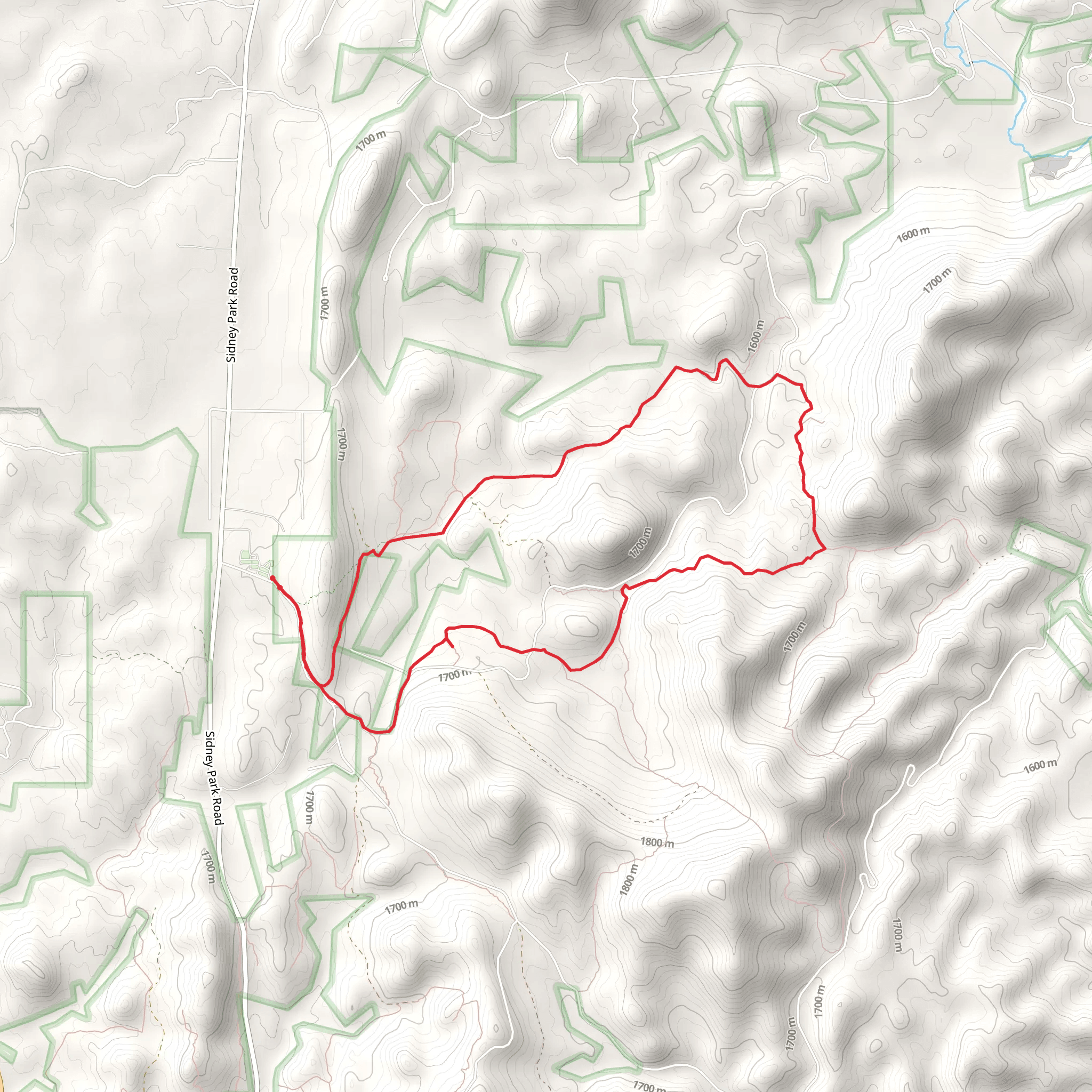 Glen Erin Creek and Hazelroad dt Cutoff Loop mobile static map