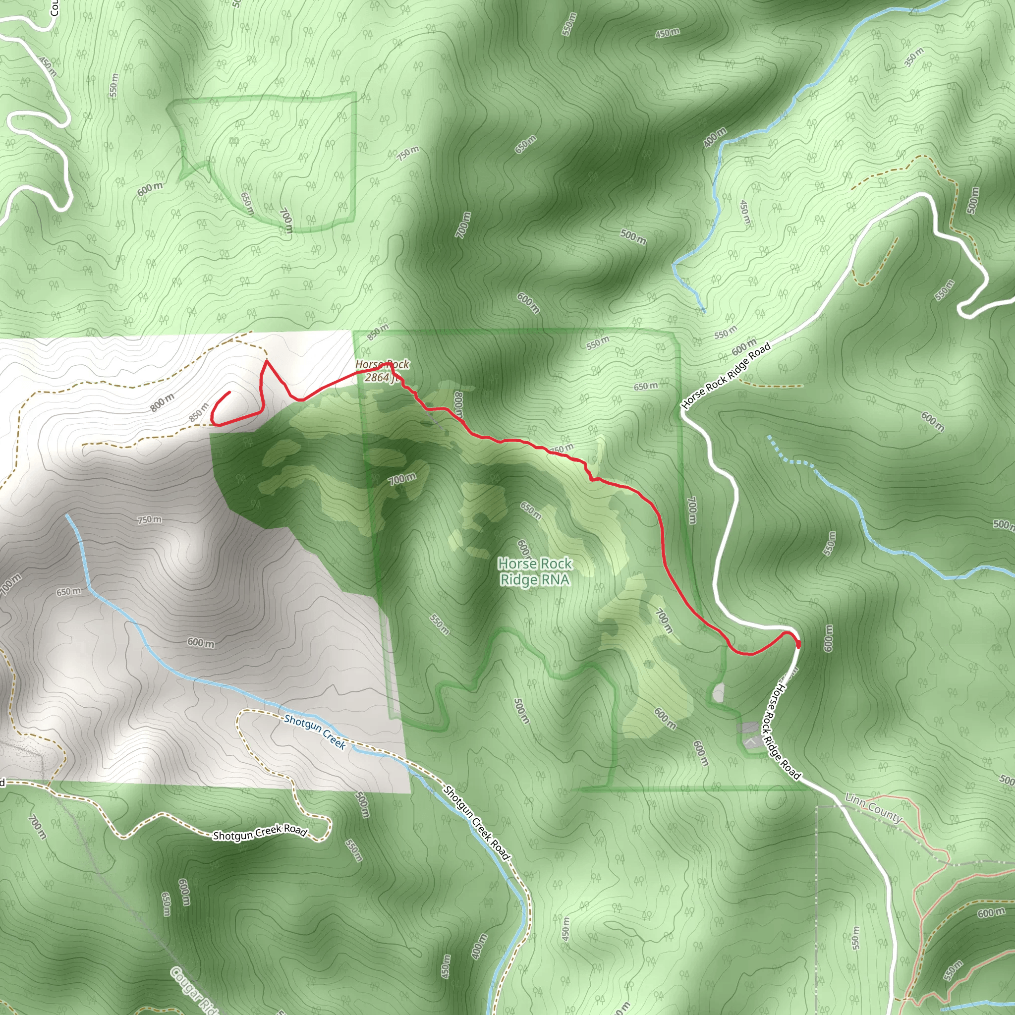 Horse Rock Out and Back mobile static map