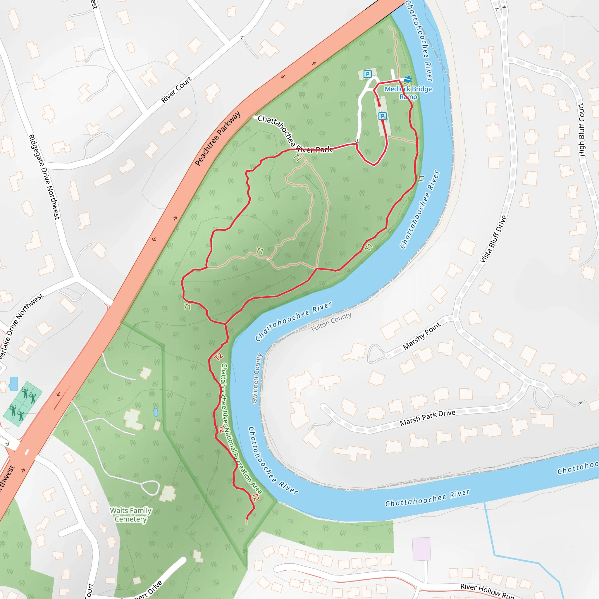 Chattahoochee River Park Loop mobile static map