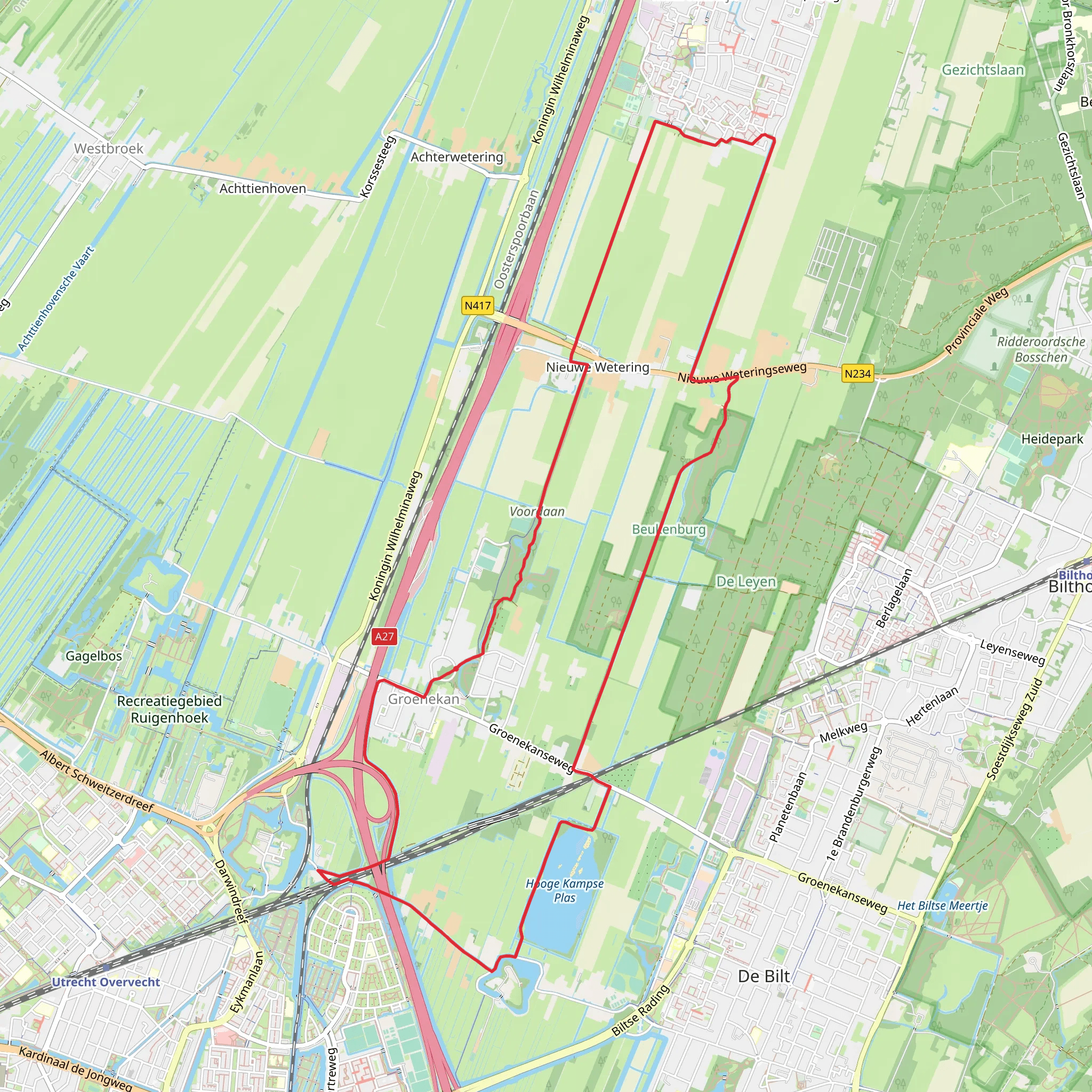 Hooge Kampse Plas and Groenekan Loop mobile static map