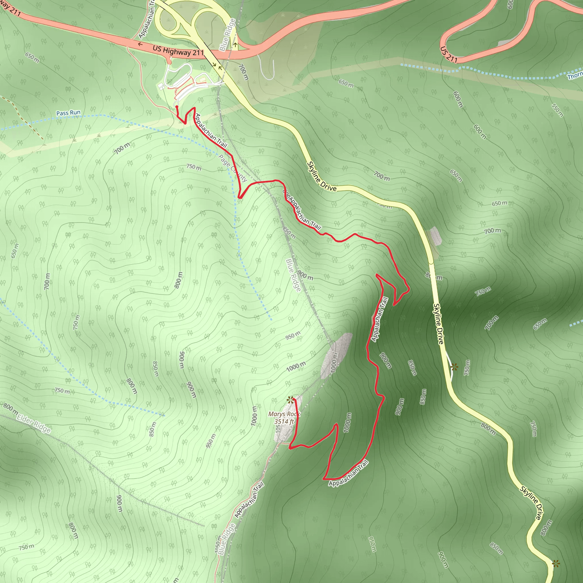 Mary's Rock via Appalachian Trail mobile static map