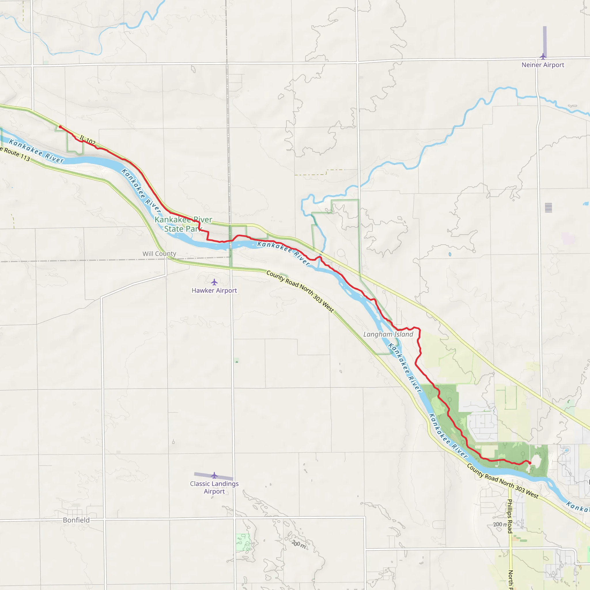 Walk along Kankakee River mobile static map