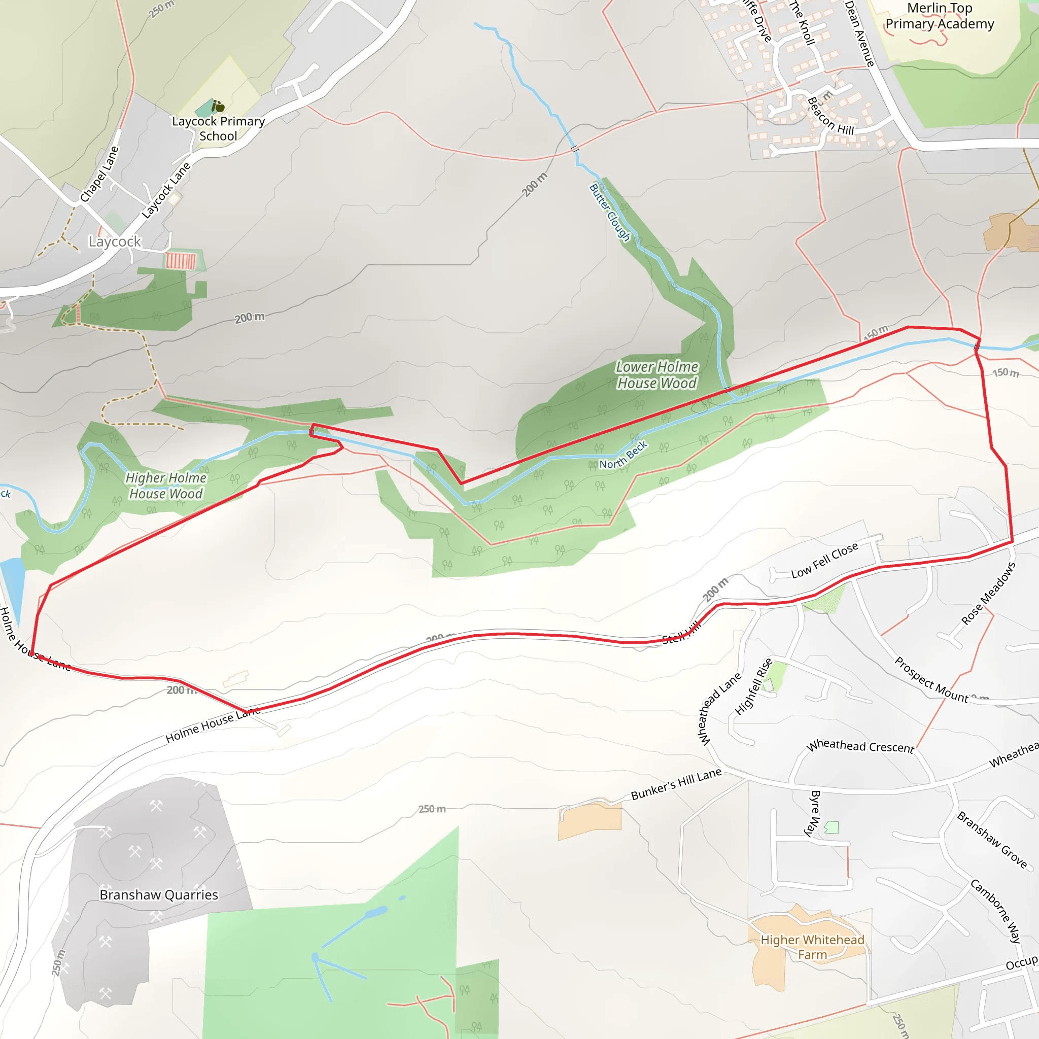 Lower Holme House Wood Loop mobile static map
