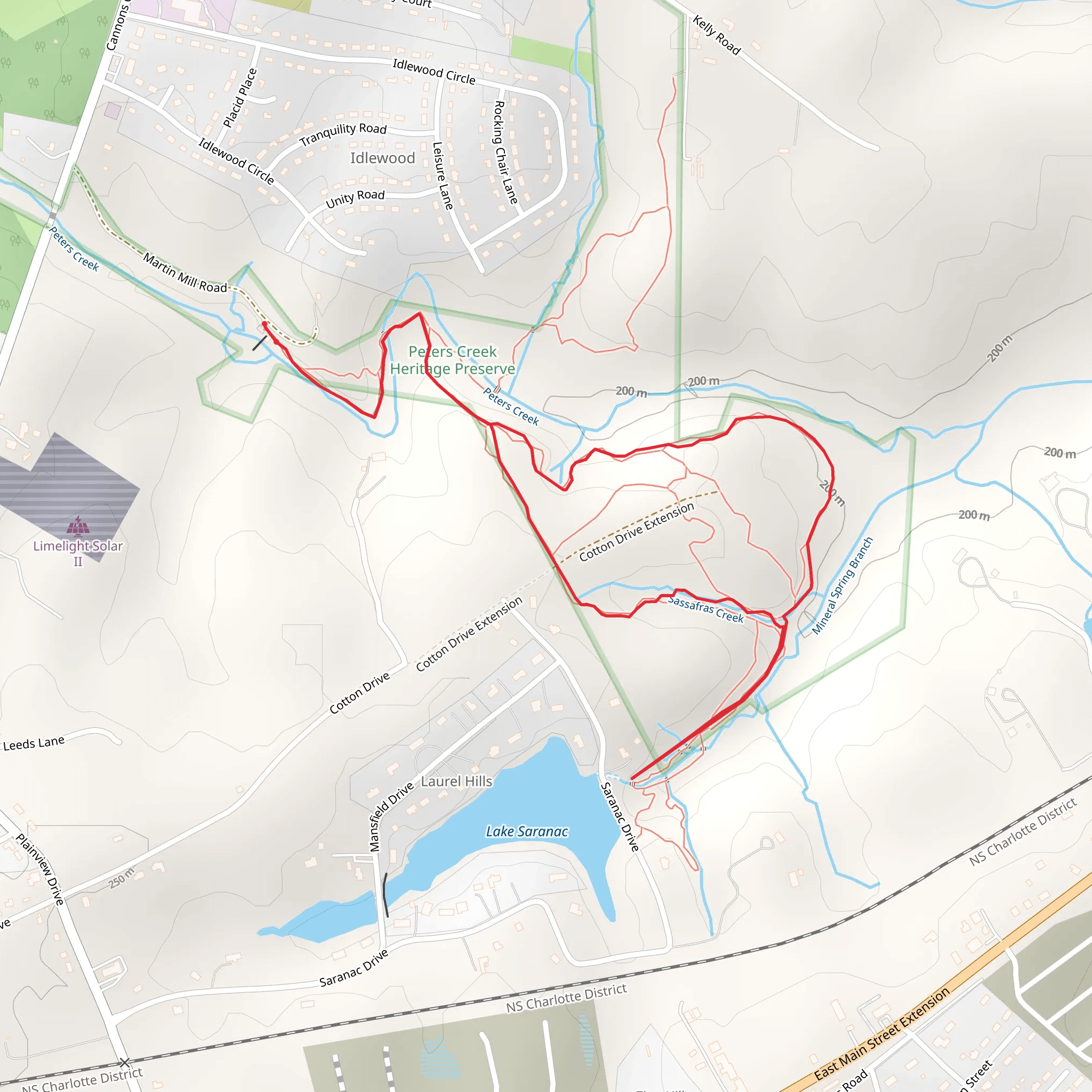 Peters Creek and Mineral Spring Branch Loop mobile static map