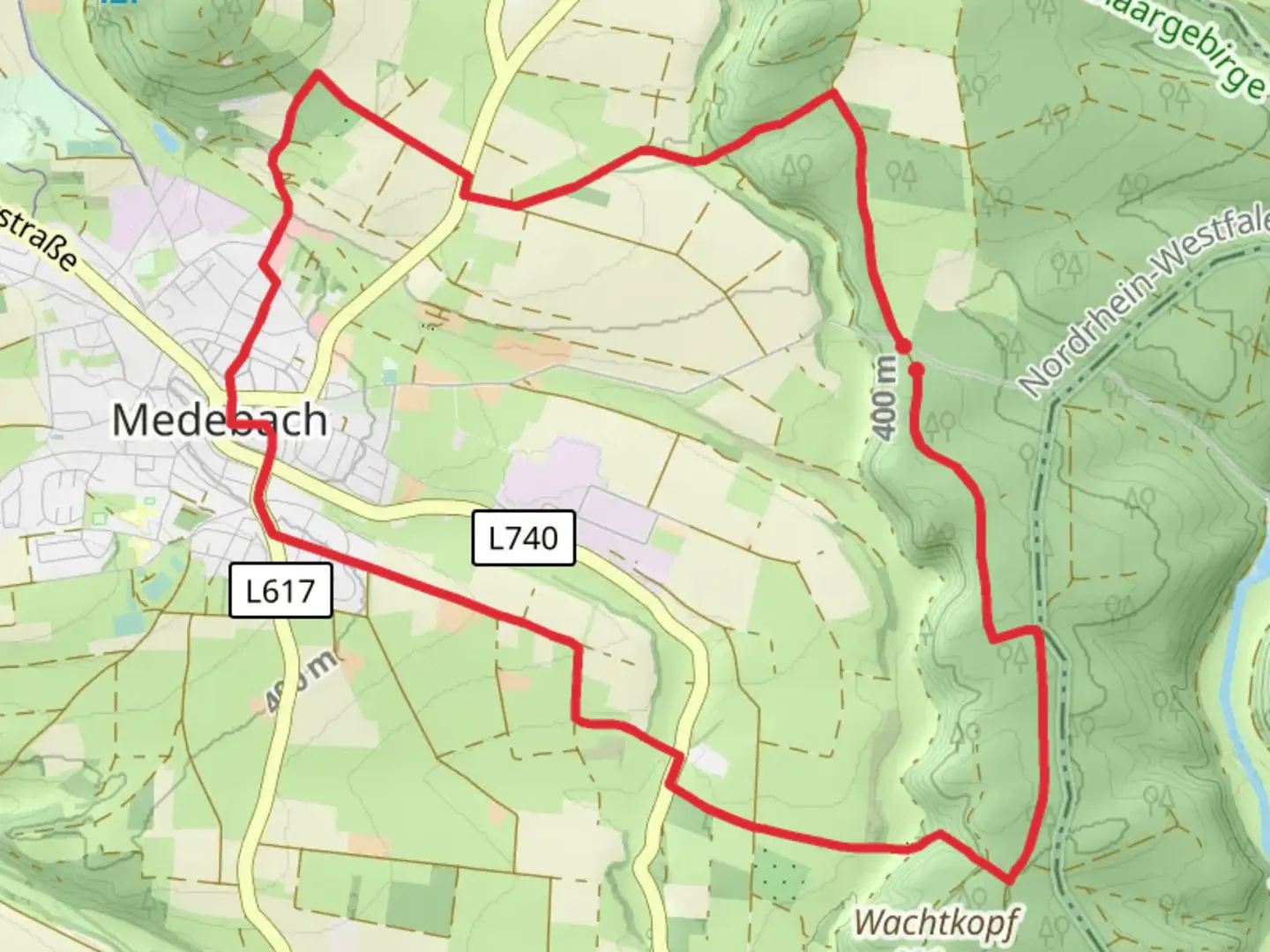 An image depicting the trail Medebacher Bergweg and Medebacher Rundweg and its surrounding area.