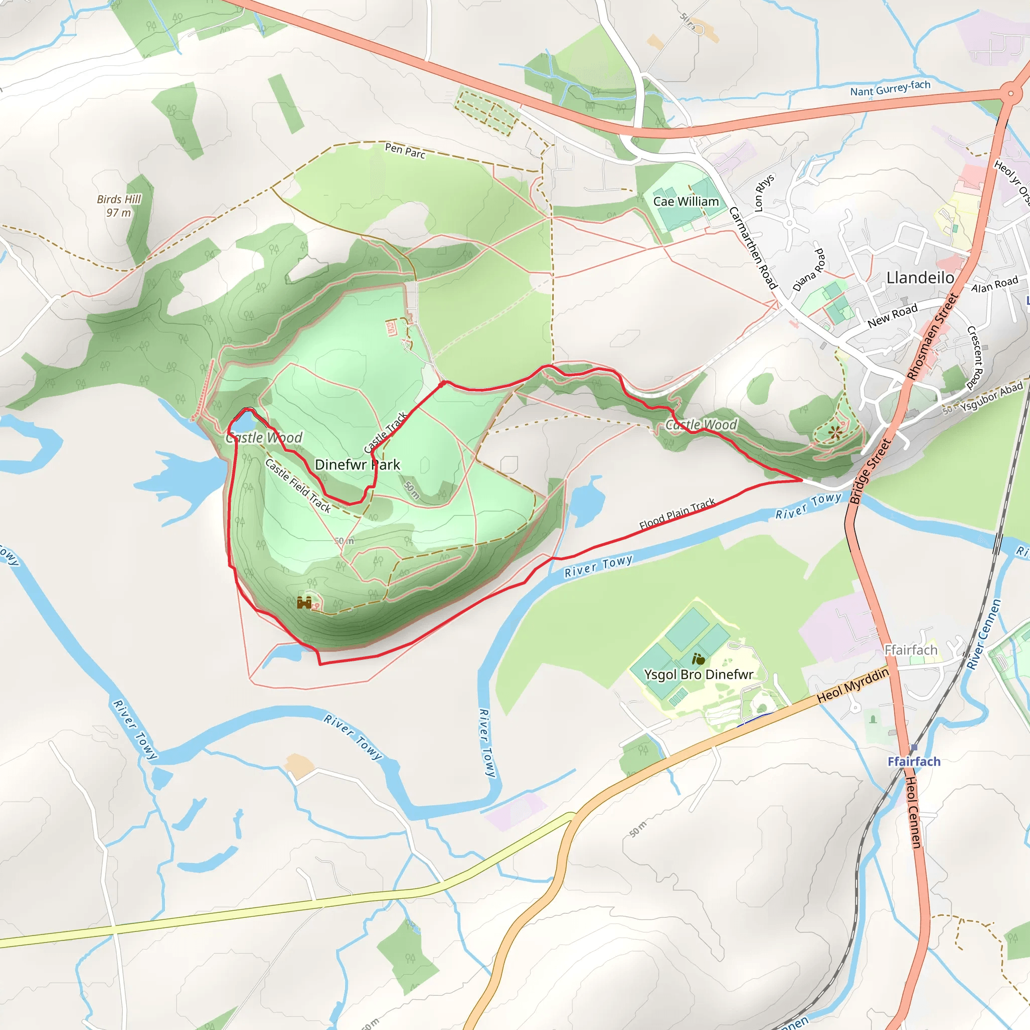 Dinefwr Park Wildlife Walk - Carmarthenshire mobile static map