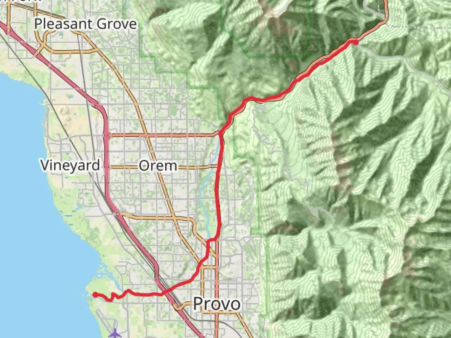 An image depicting the trail Provo River Parkway and its surrounding area.