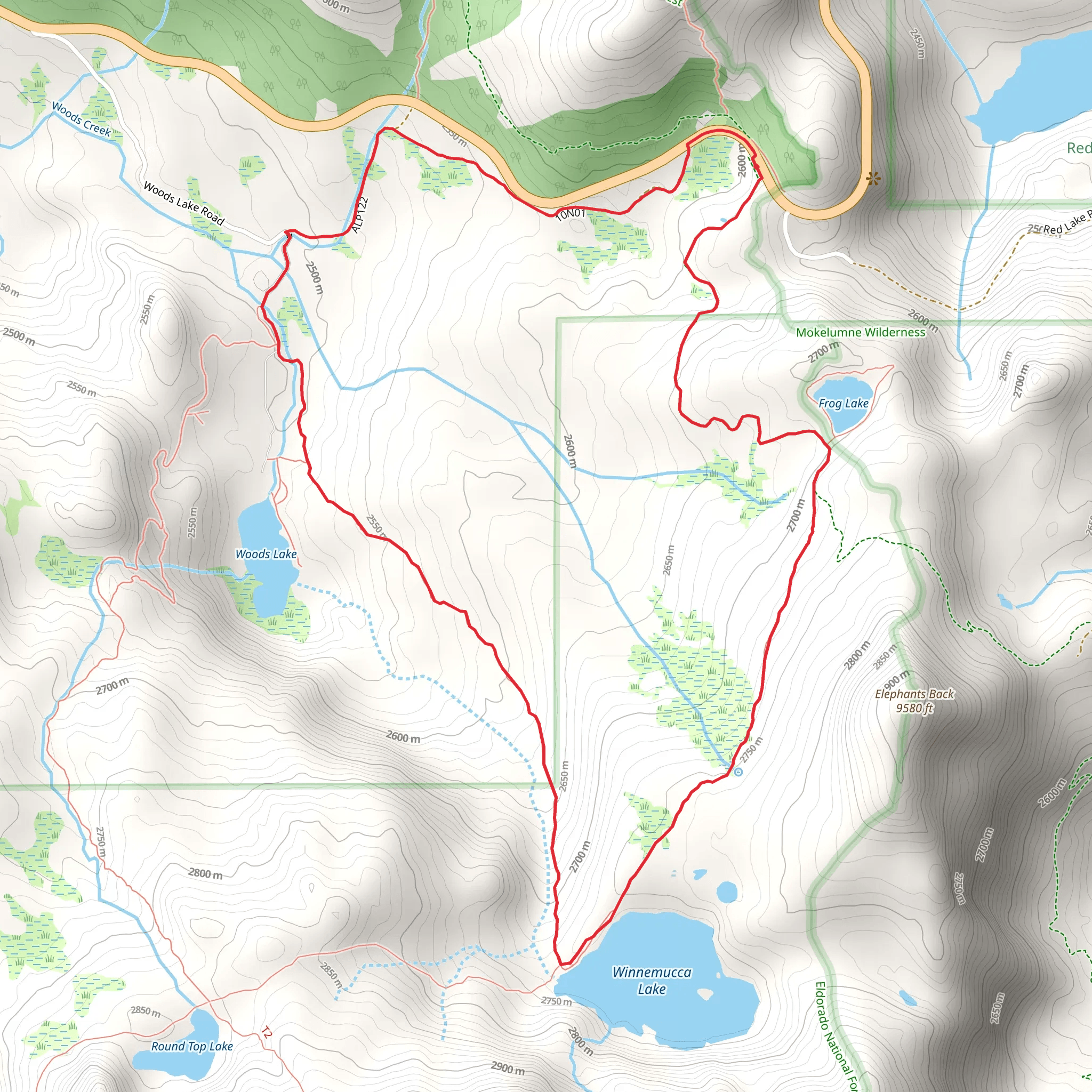 Winnemucca Lake via Pacific Crest Loop Trail mobile static map