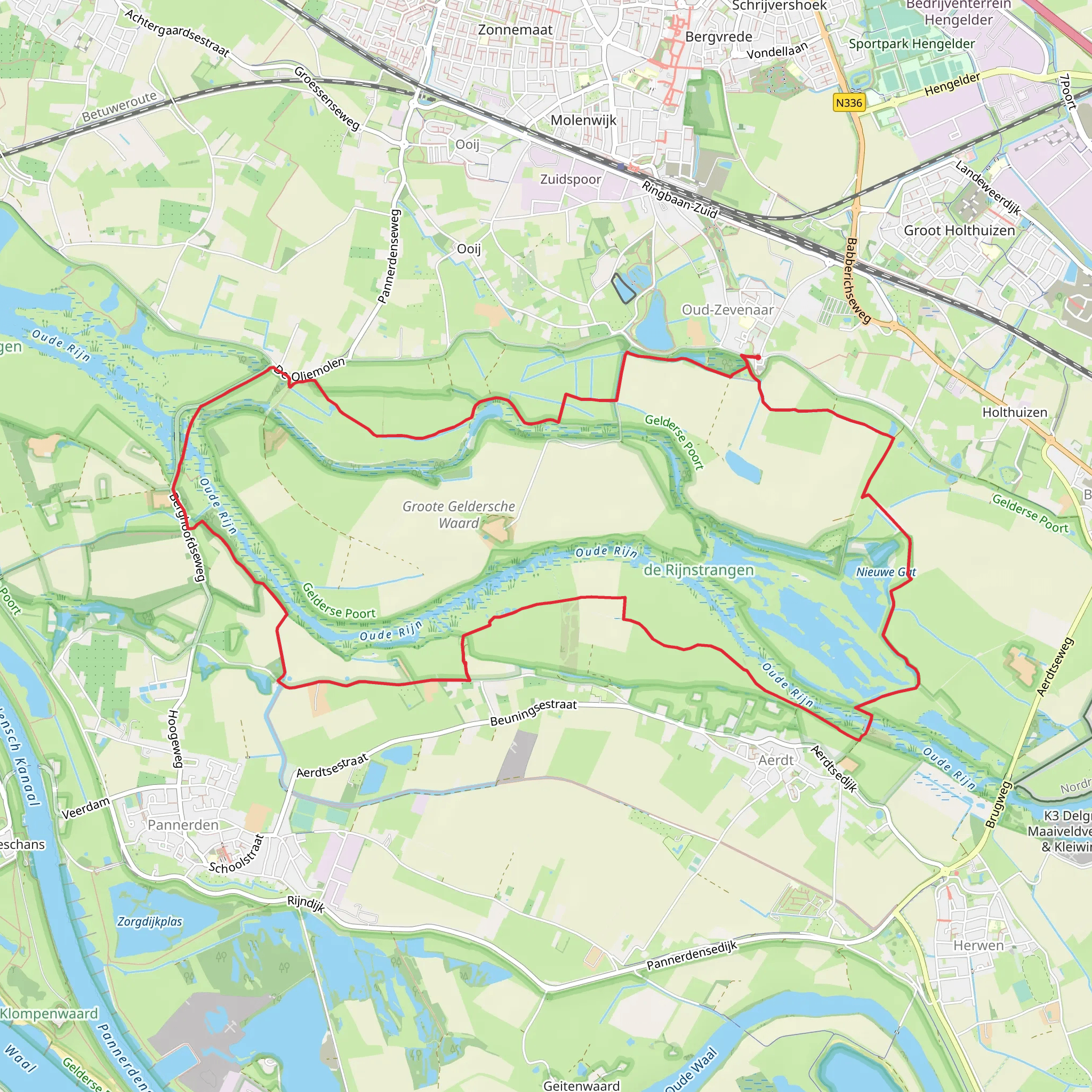 Gangen door Rijnstrangen and Berghoofdse Weg mobile static map