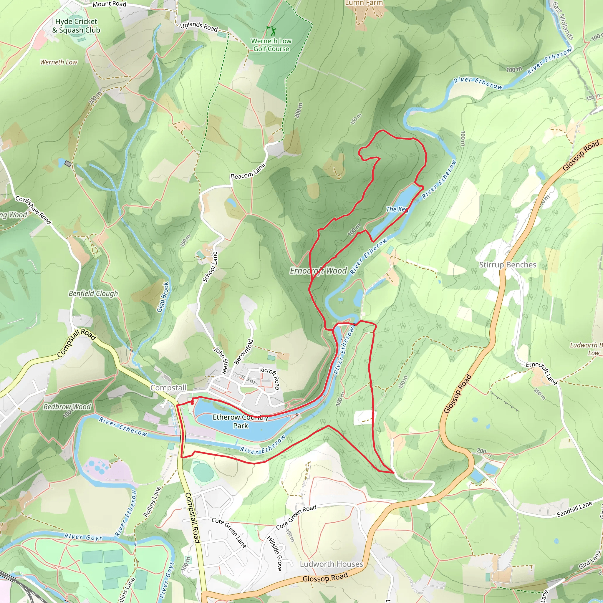 Etherow Country Park Loop mobile static map