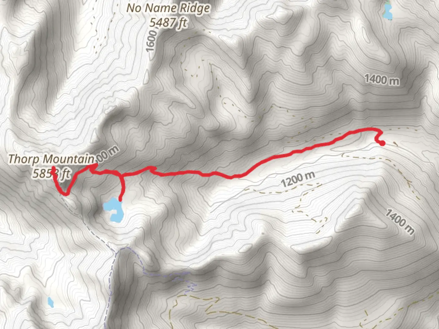 An image depicting the trail Thorp Mountain and Thorp Lake Trail and its surrounding area.