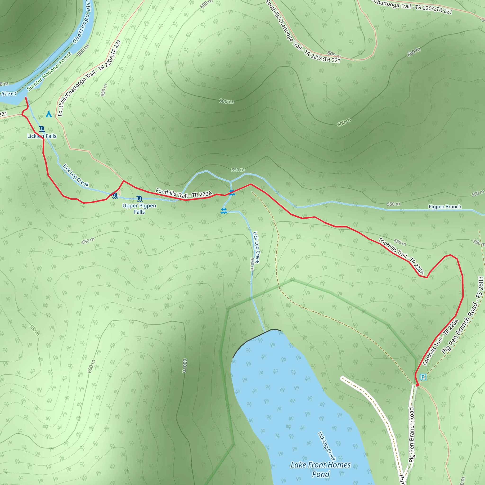 Chattooga River viaFoothills Trail mobile static map