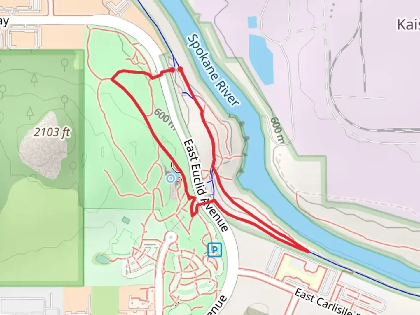 An image depicting the trail Mirabeau Pond and Spokane River Centennial Trail and its surrounding area.