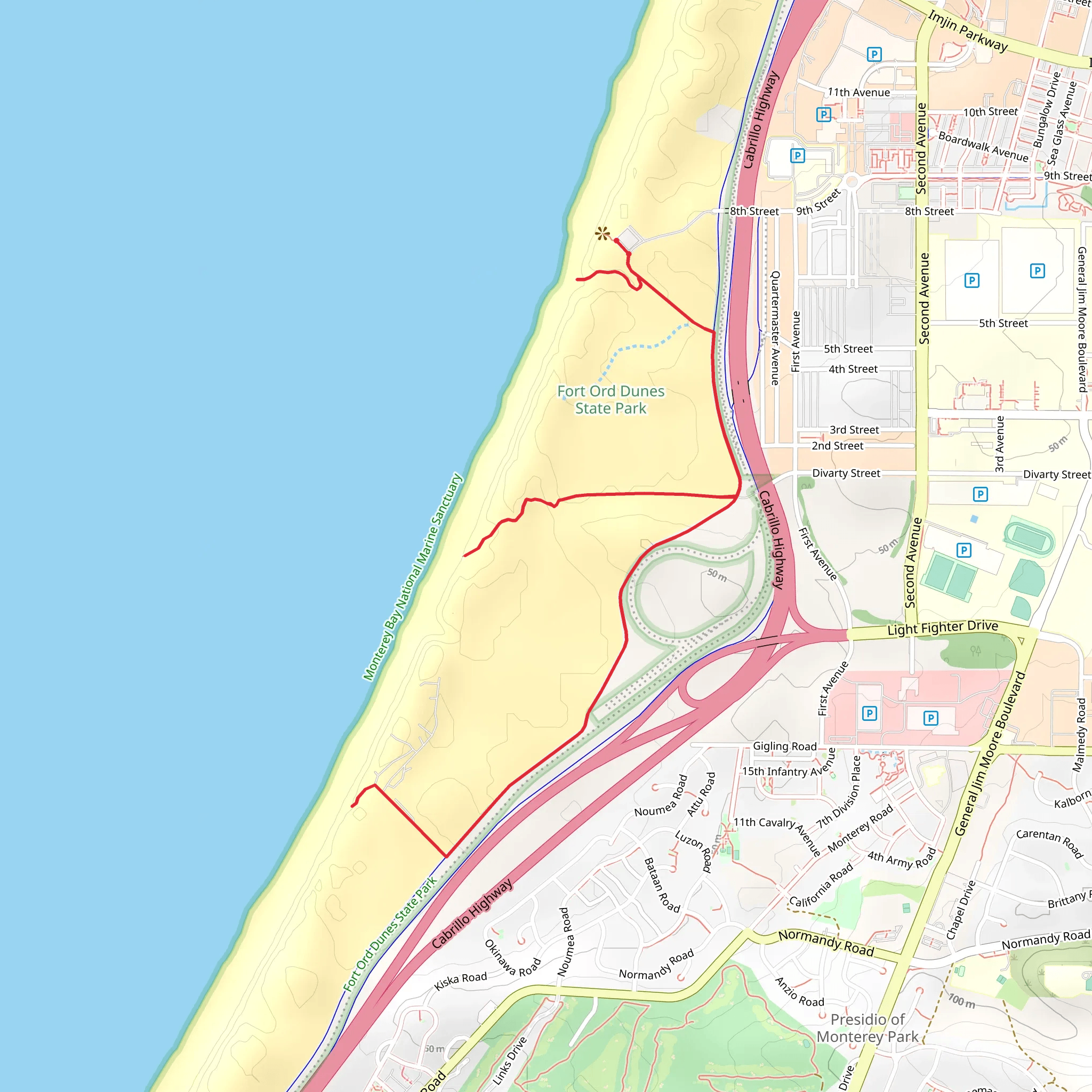 Monterey Bay Coastal Trail - Short mobile static map