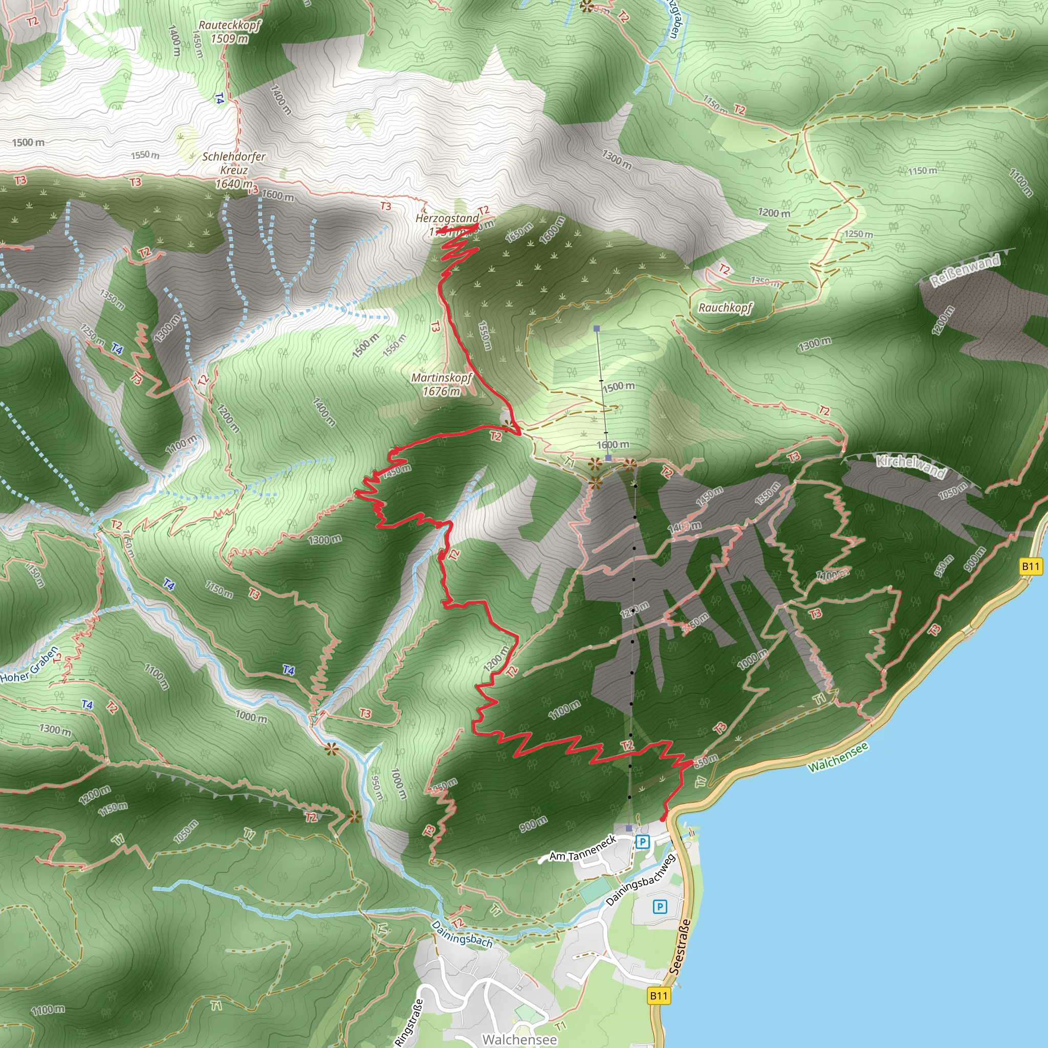 Herzogstand Peak via Wanderweg 444 - Walchensee mobile static map