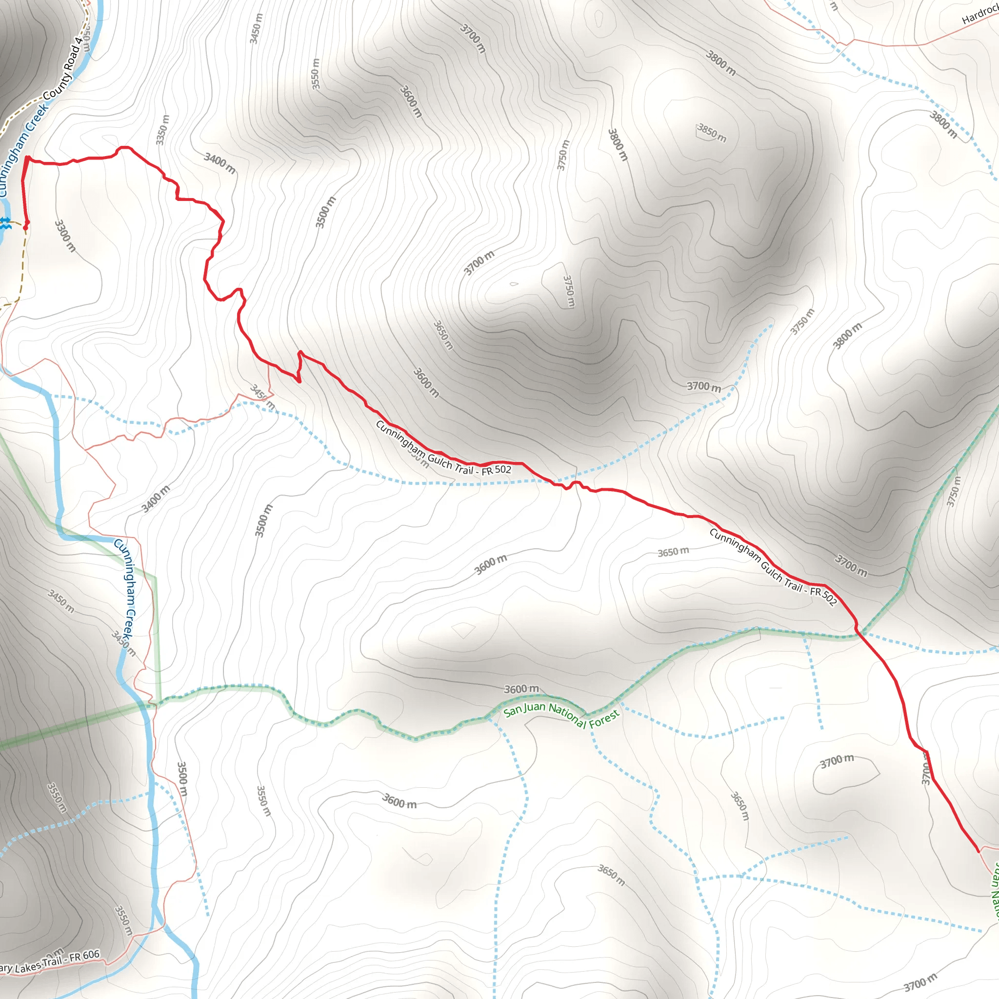 Cunningham Gulch Trail mobile static map