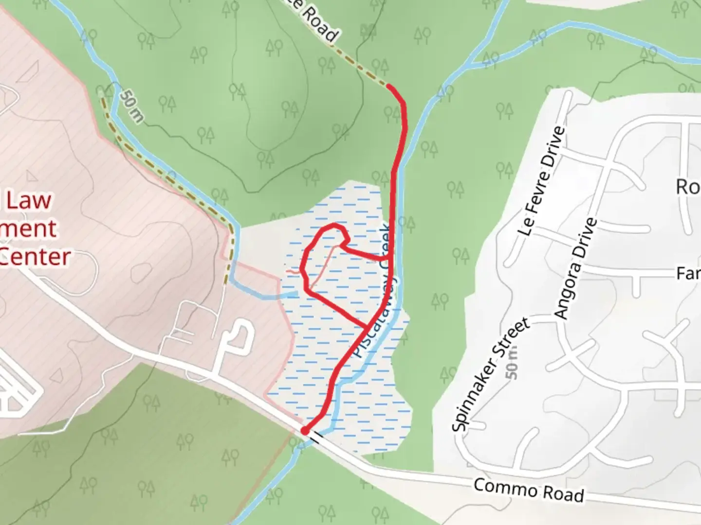 An image depicting the trail Piscataway Park Service Road Loop and its surrounding area.
