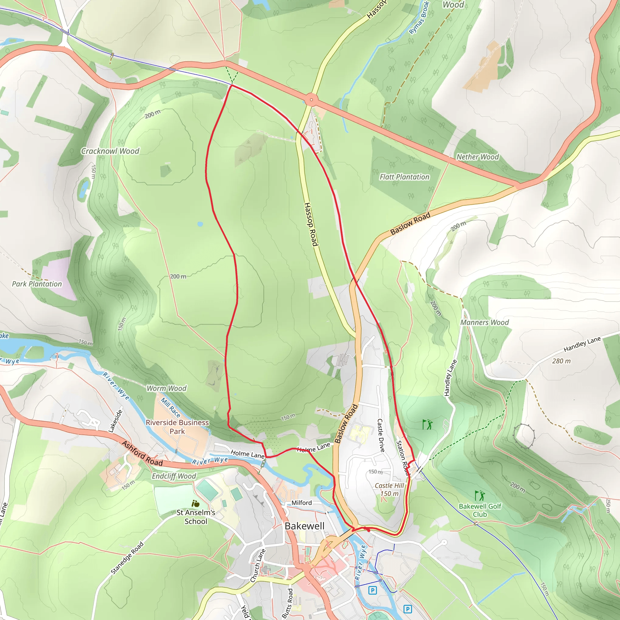 Bakewell Loop via River Wye mobile static map