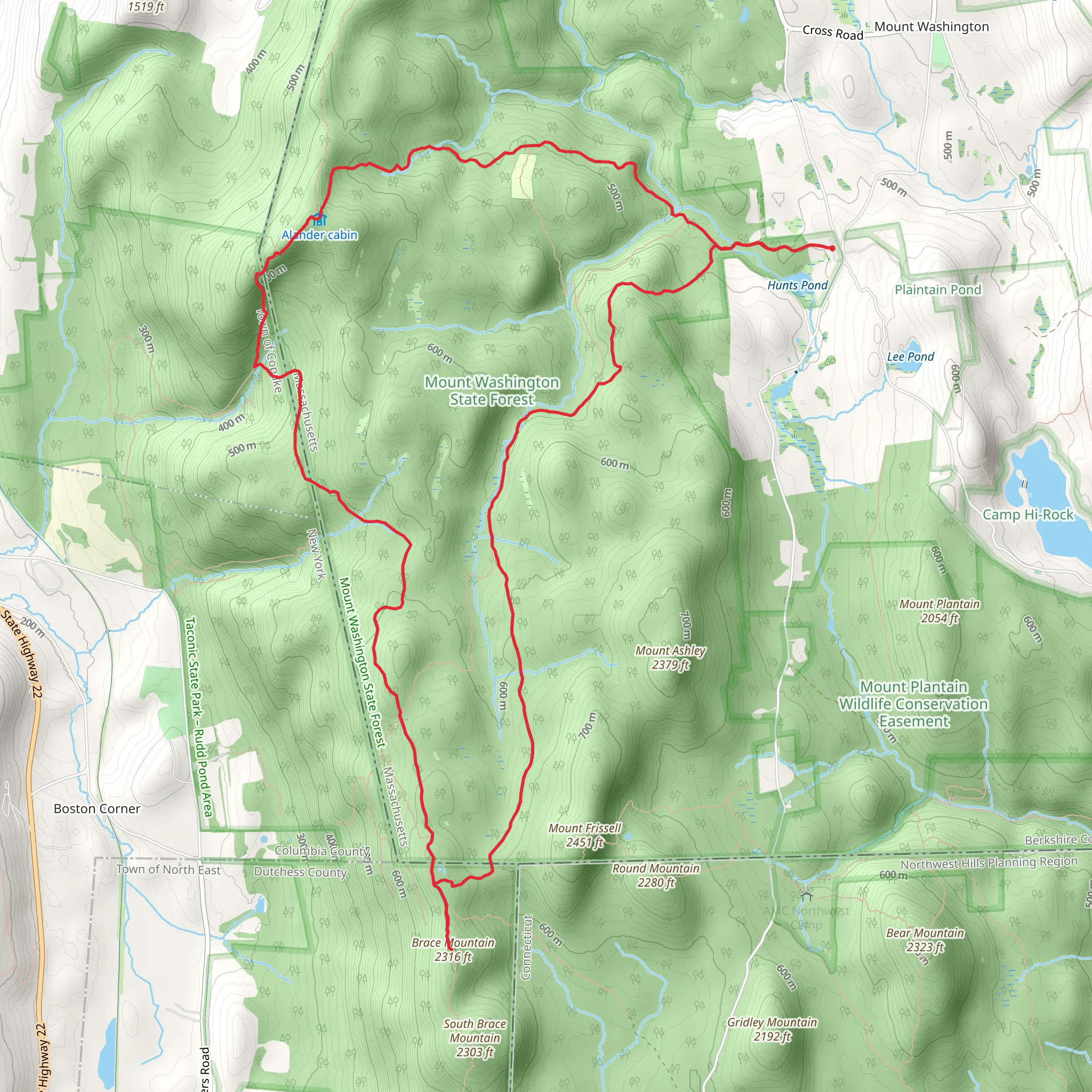 Alander Mountain and Brace Mountain Loop mobile static map