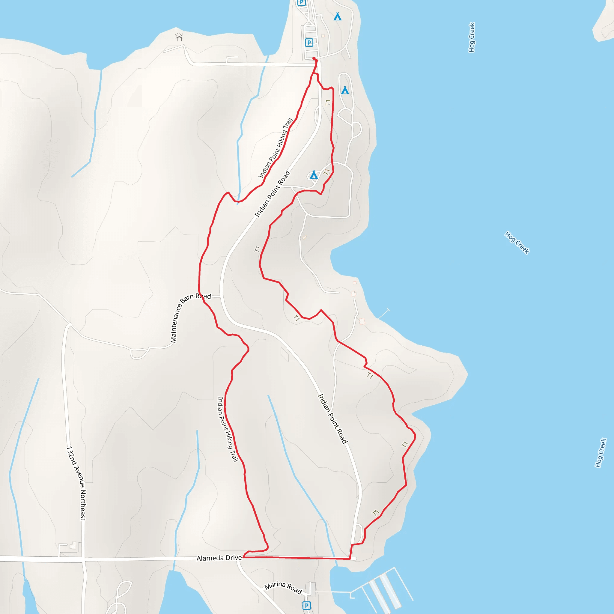 Indian Point Hiking Loop Trail mobile static map
