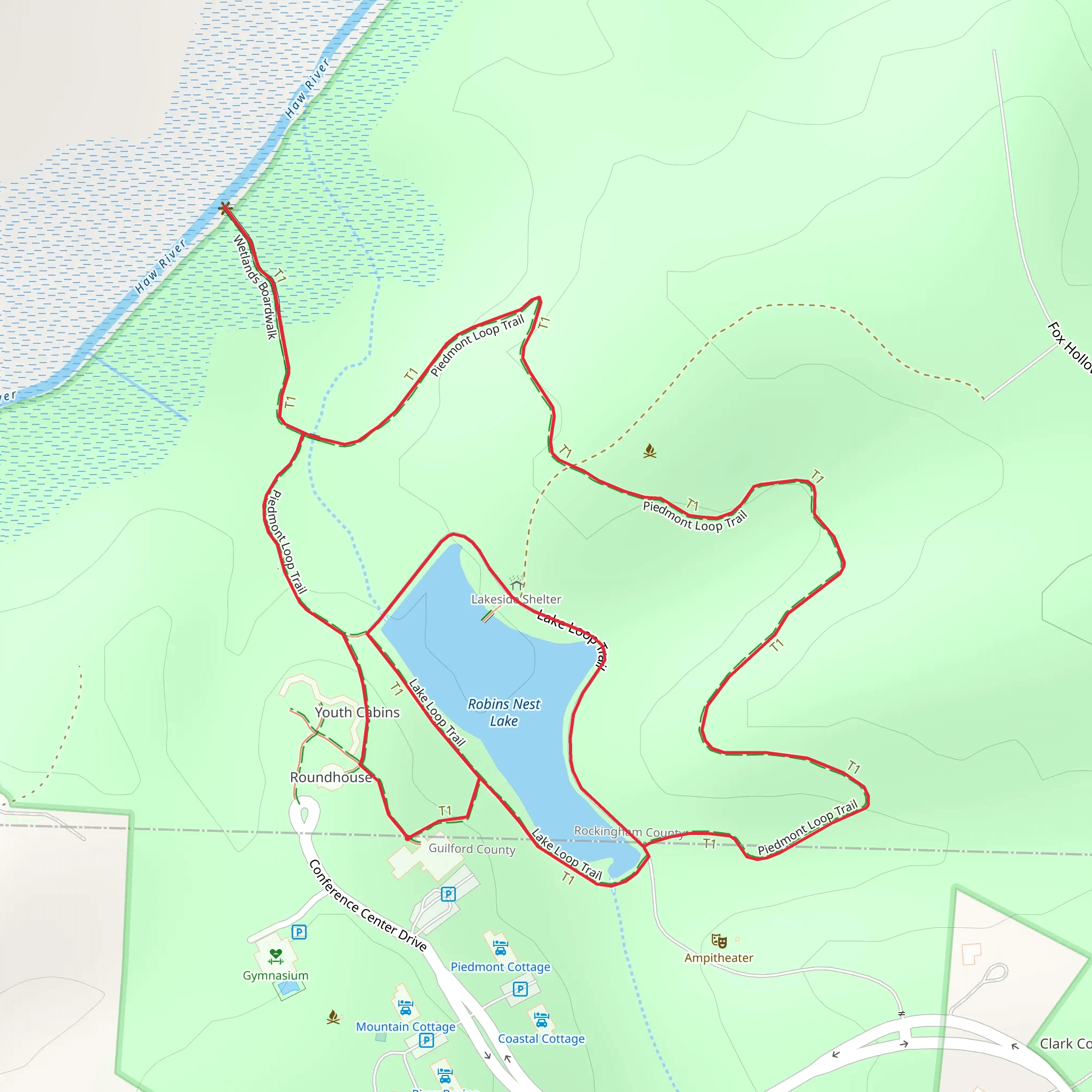 Robins Nest Lake - Piedmont Loop Trail mobile static map