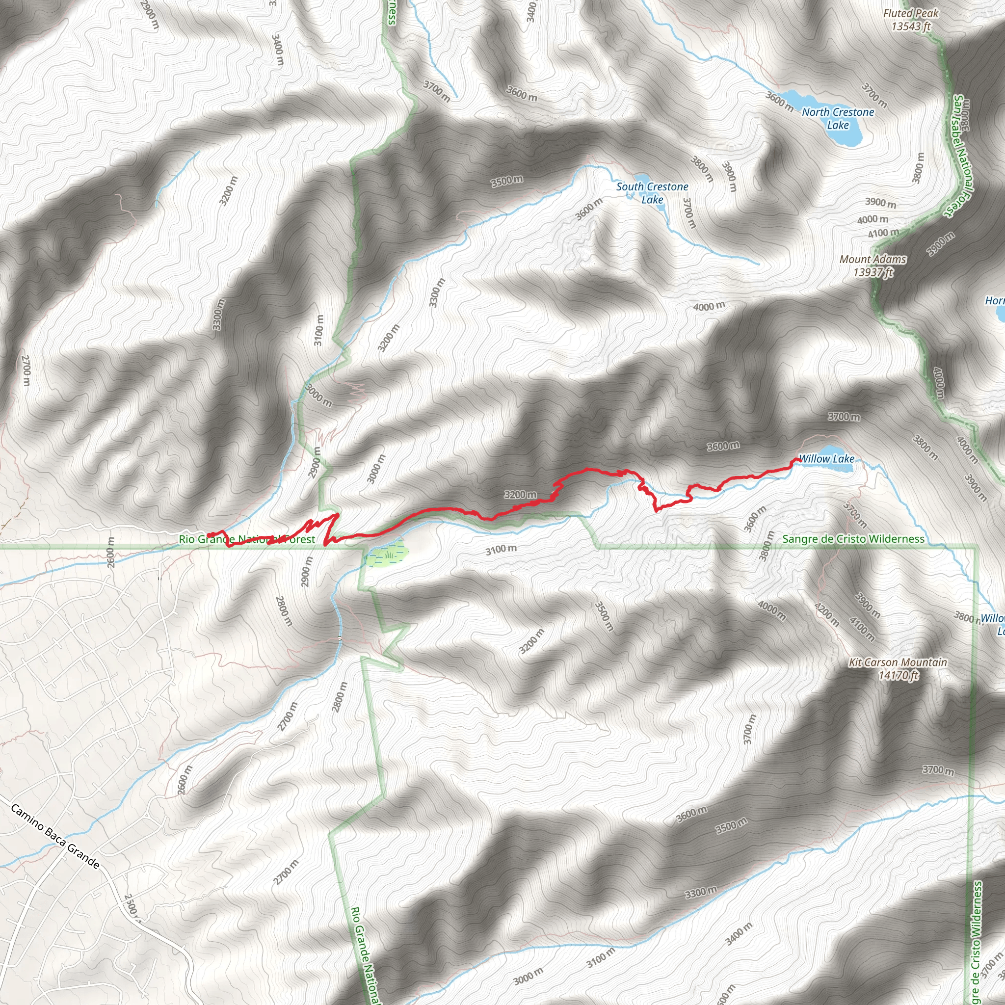 Willow Lake Trail mobile static map