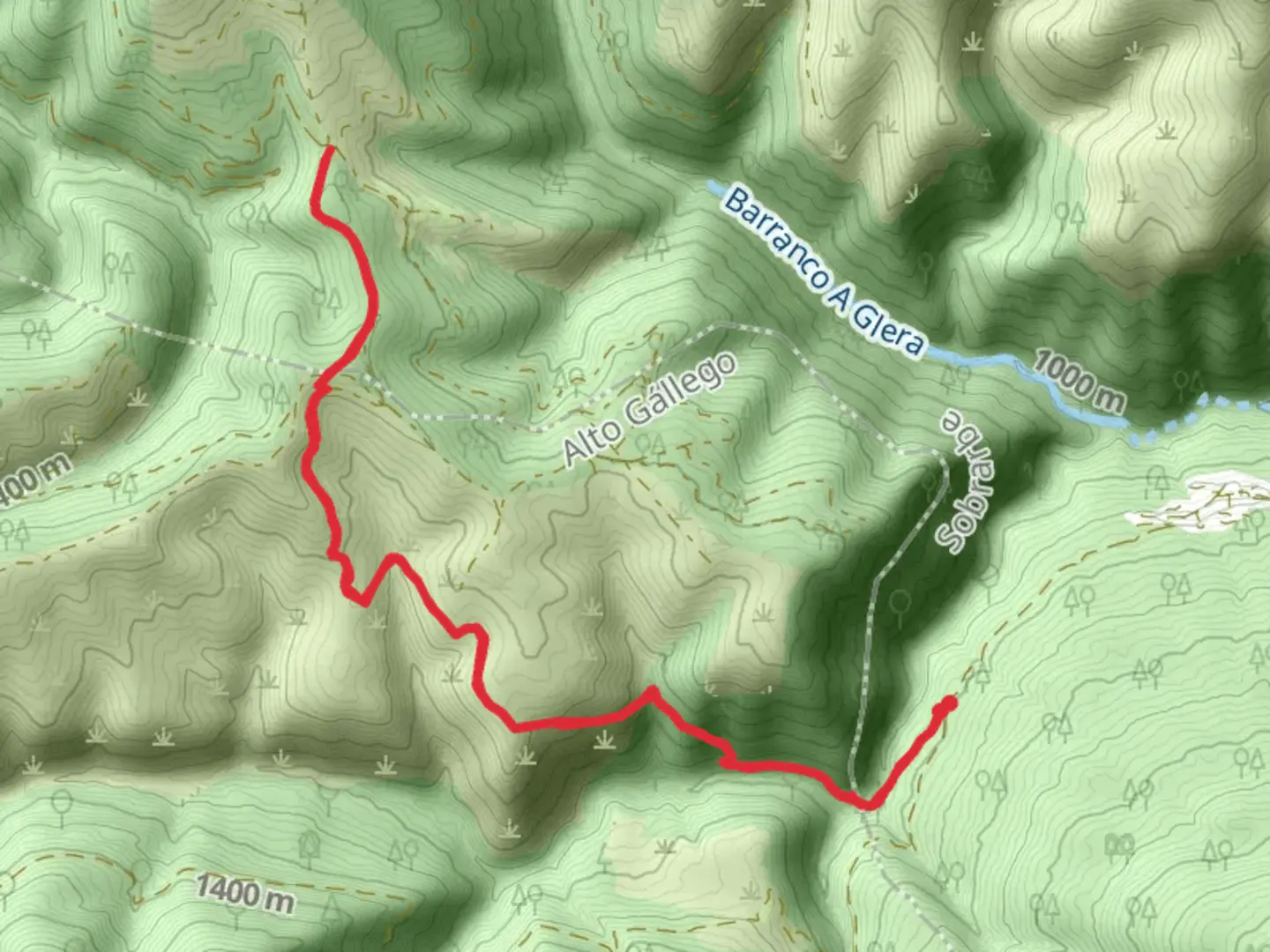 An image depicting the trail Cillas - Cruz de Basaran PR HU 003-a and its surrounding area.
