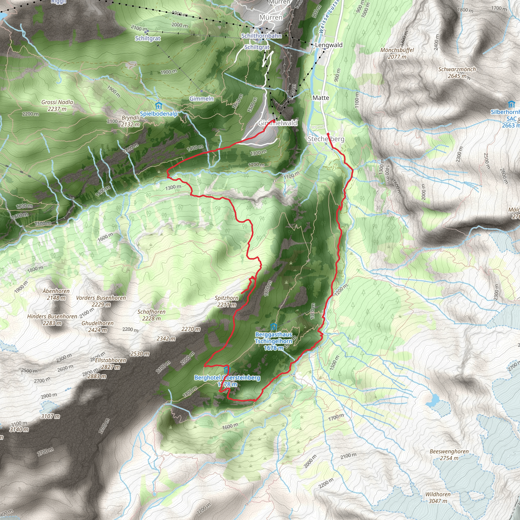 Gimmelwald to Tanzbödeli mobile static map