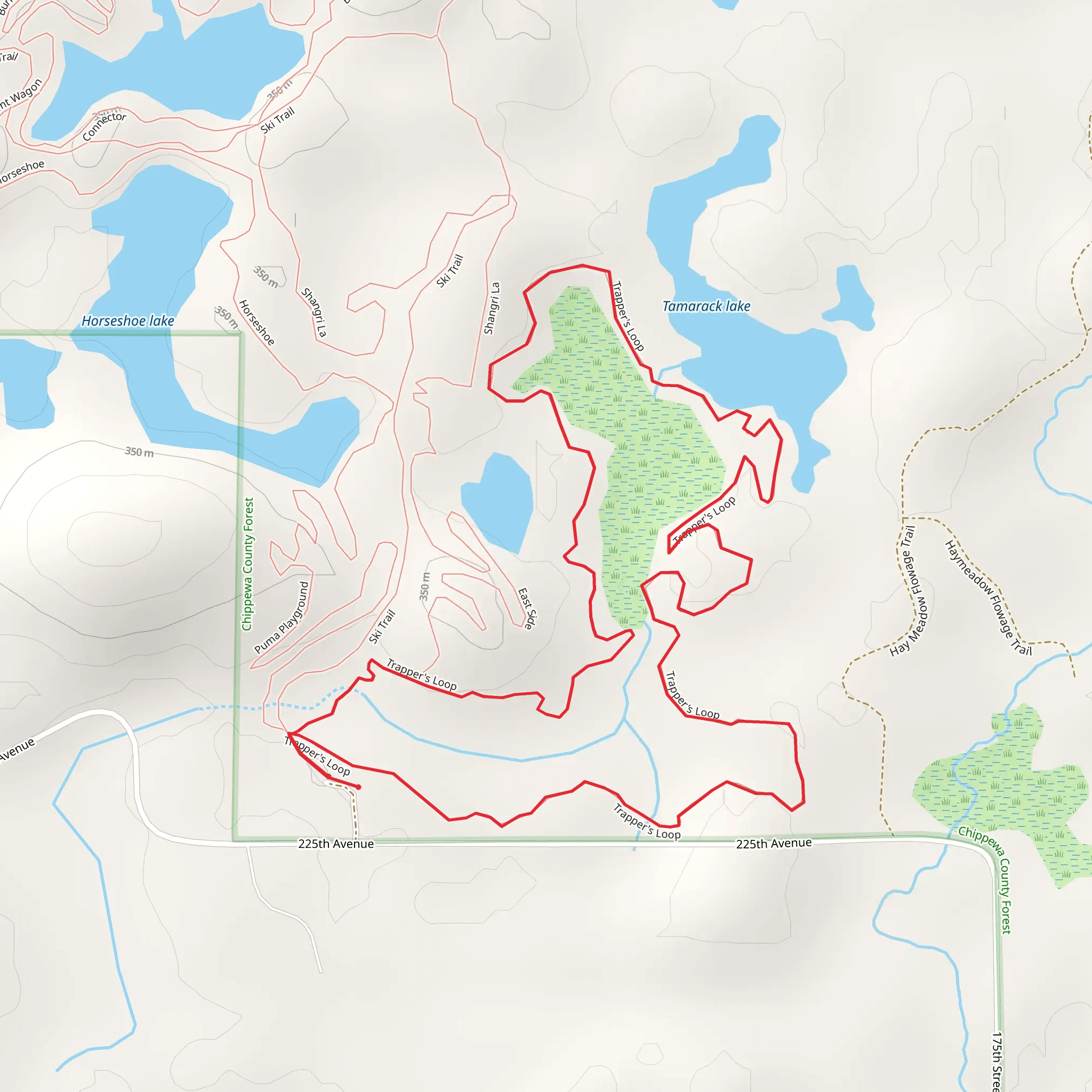 Tamarack lake and Trapper's Loop mobile static map