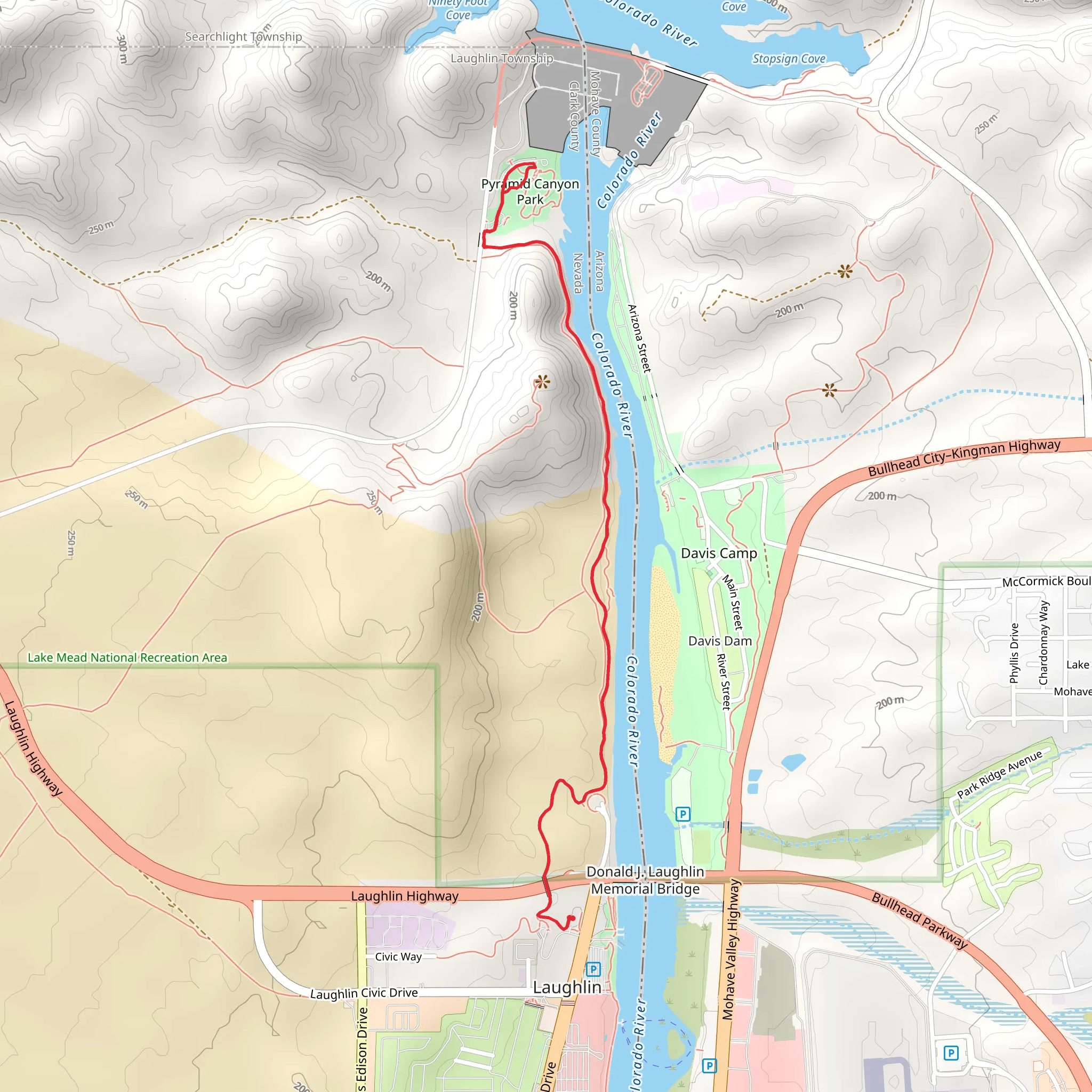 Riverwalk Trail and Pyramid Canyon Park mobile static map