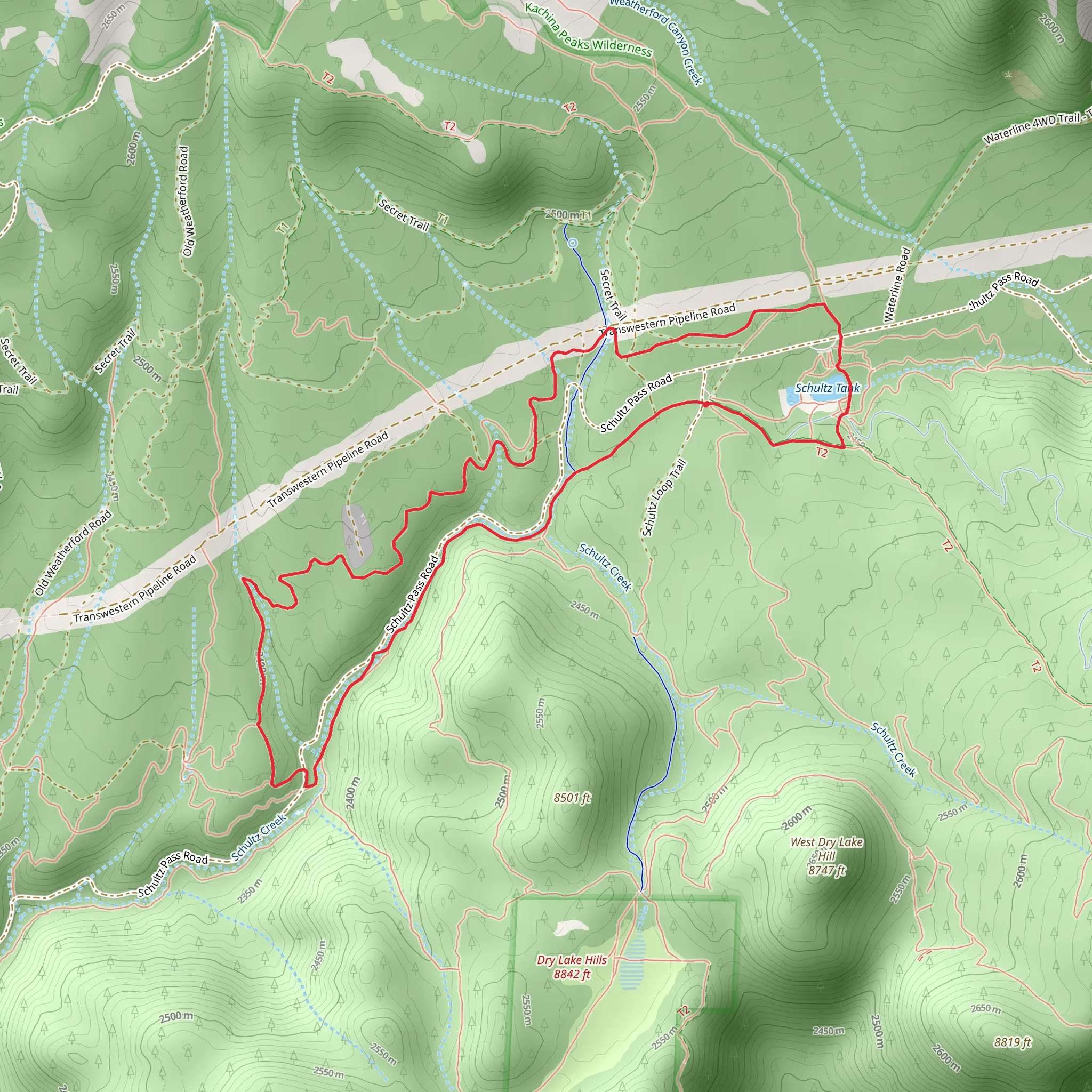 Sunset Trail, Schultz Tank Trail and Arizona Trail-Fort Valley Loop mobile static map