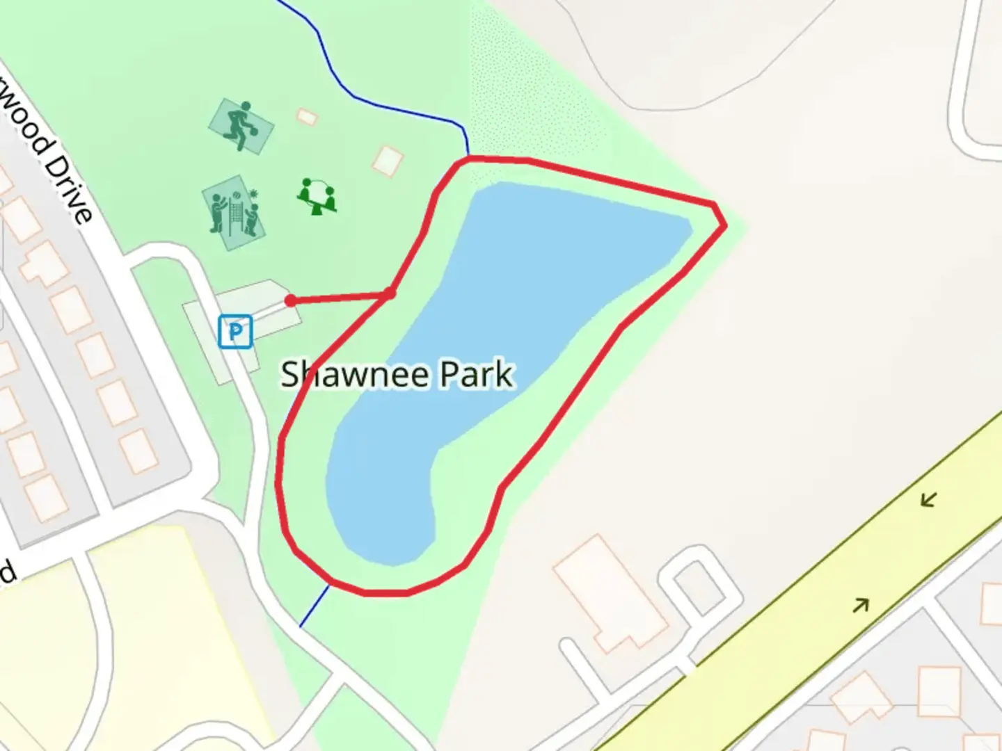 An image depicting the trail Sherwood Drive North Pond Loop and its surrounding area.