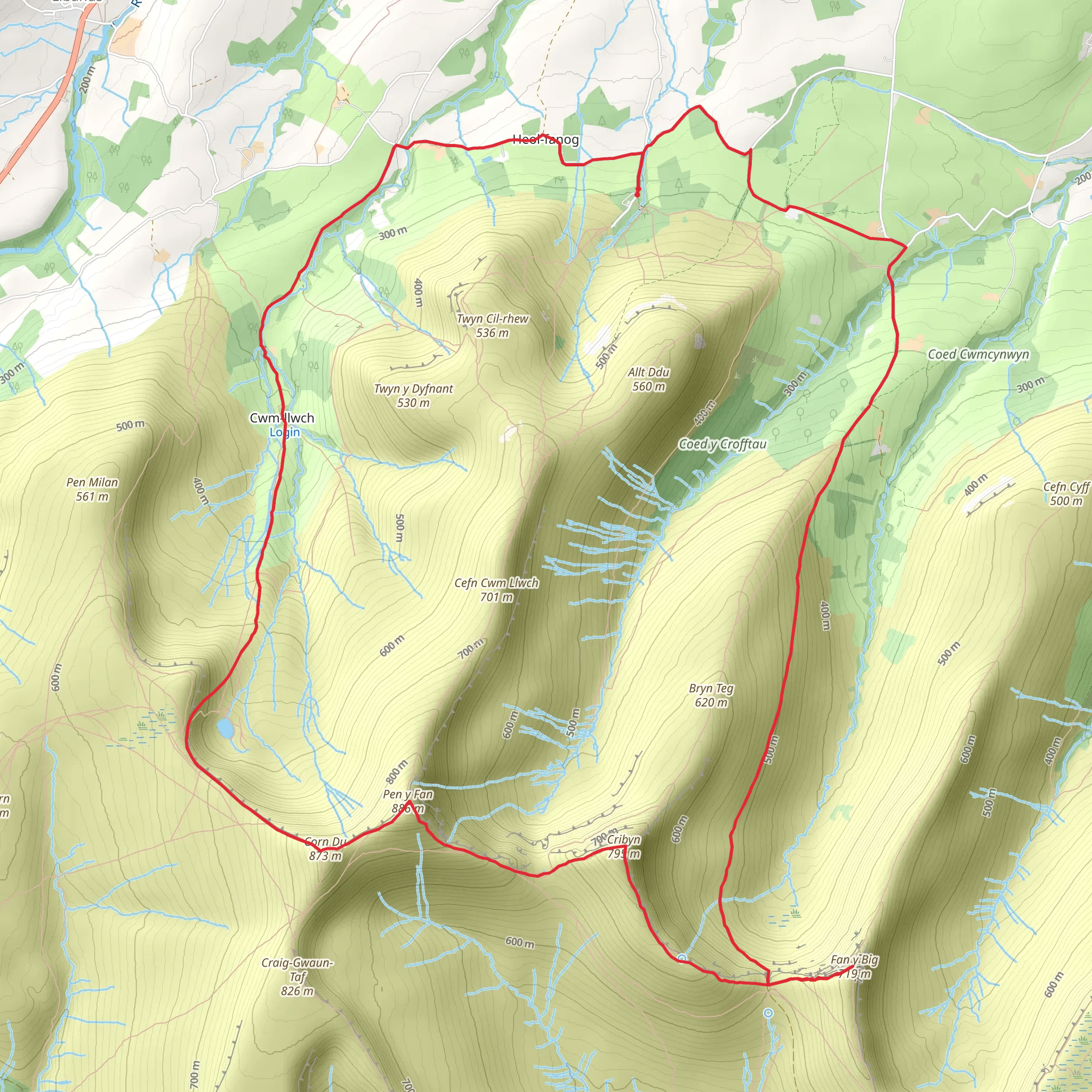 Highest Peaks of the Brecon Beacons mobile static map
