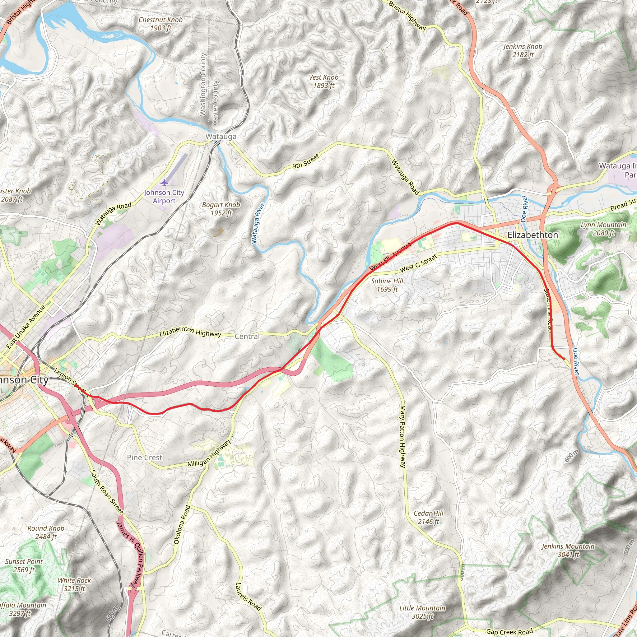 Tweetsie Trail mobile static map