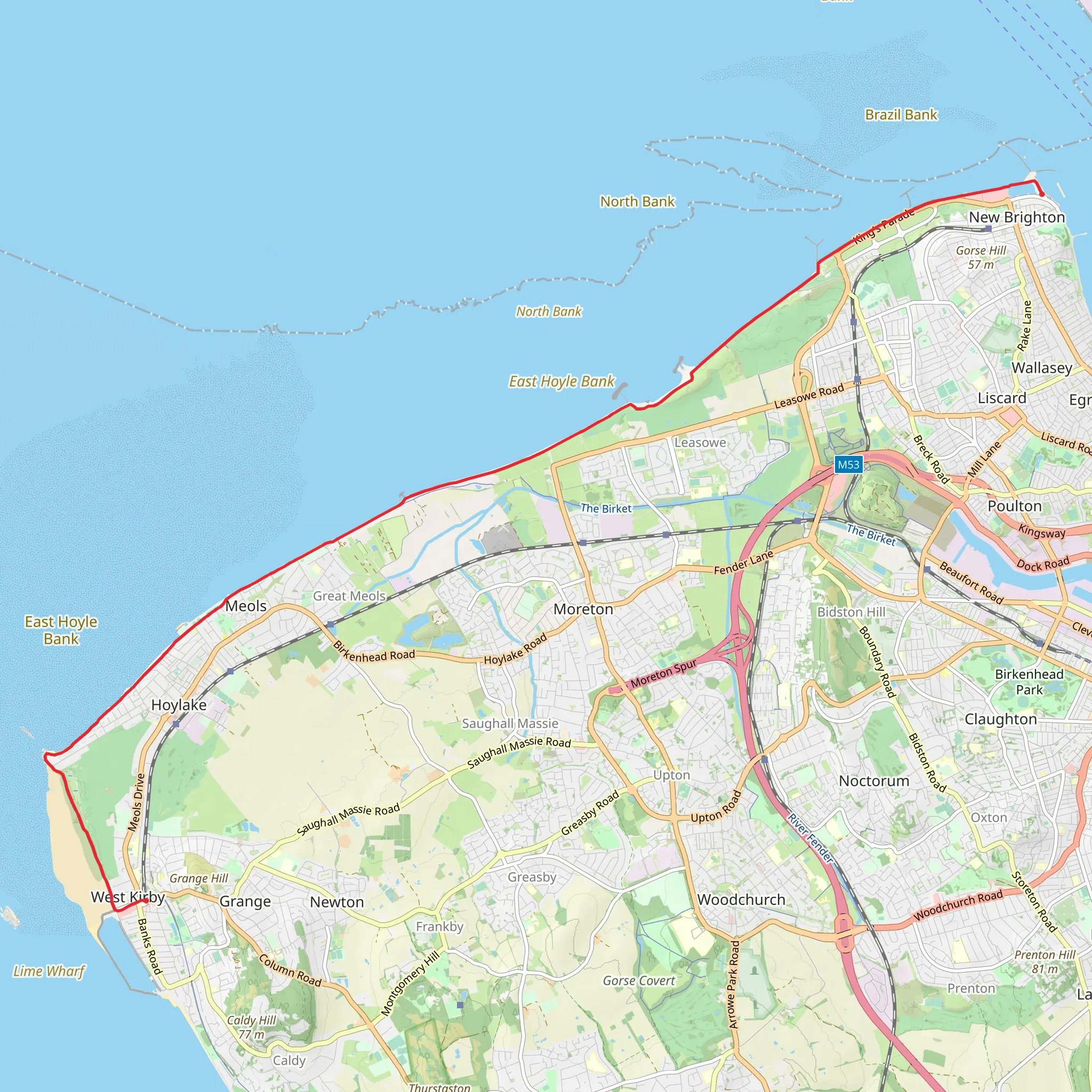 New Brighton to West Kirby Walk mobile static map