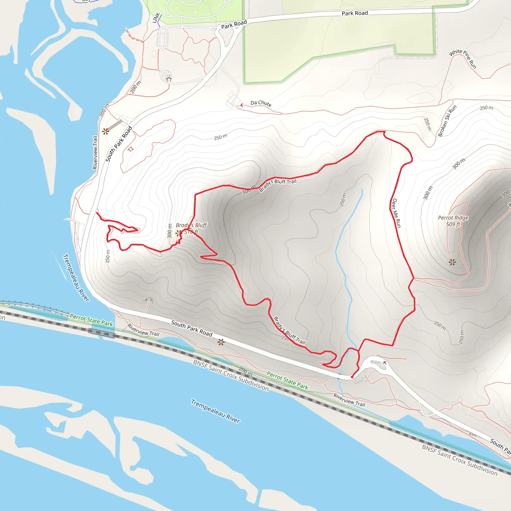 Deer Me Run and Brady's Bluff Loop Trail mobile static map