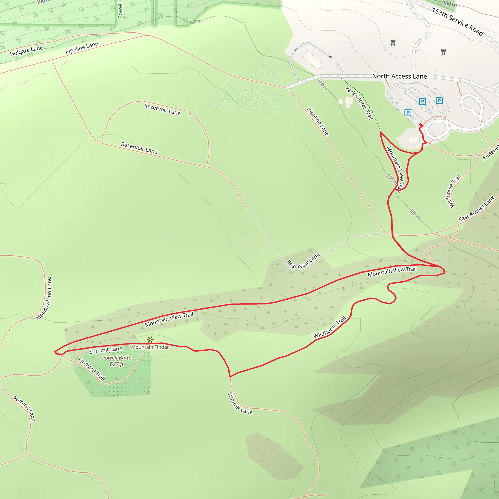 Mountain View and Wildhorse Trail mobile static map