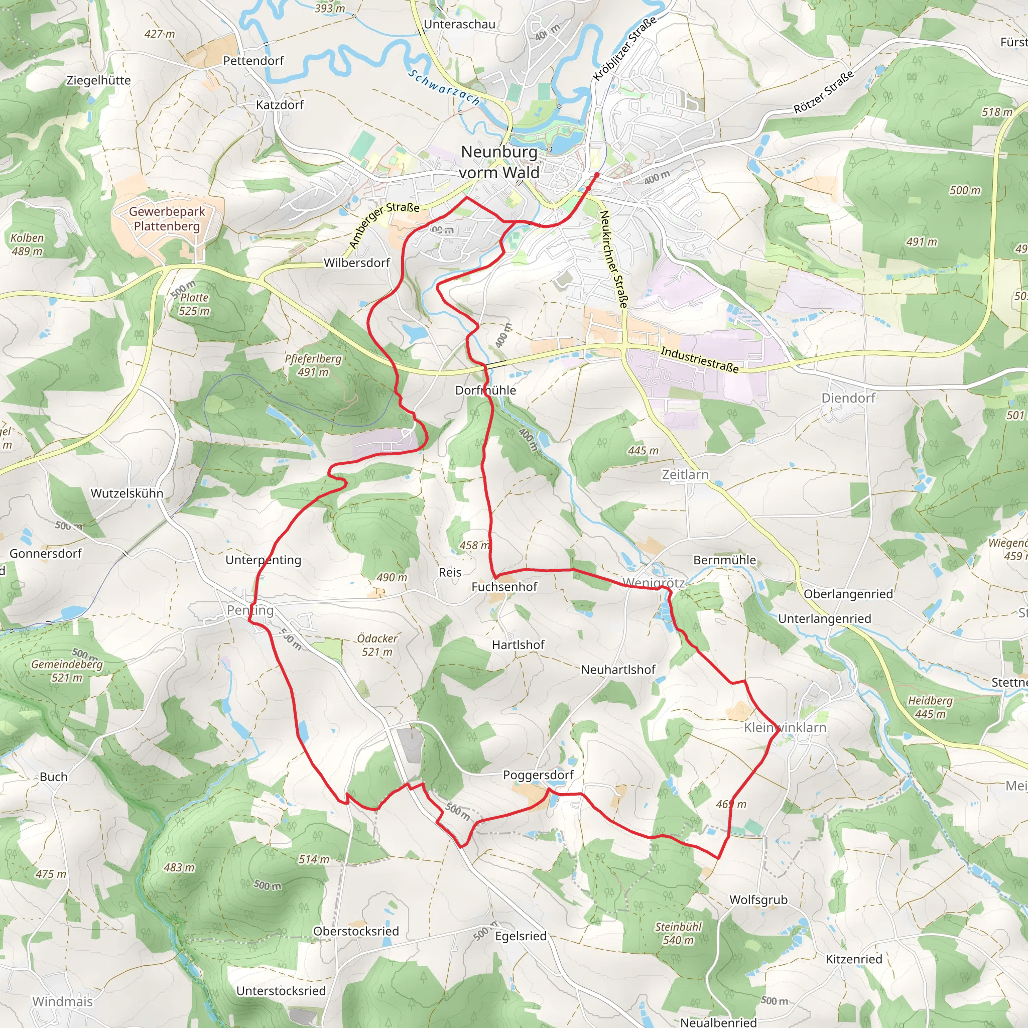 Neunburg vorm Wald and Poggersdorf Loop mobile static map