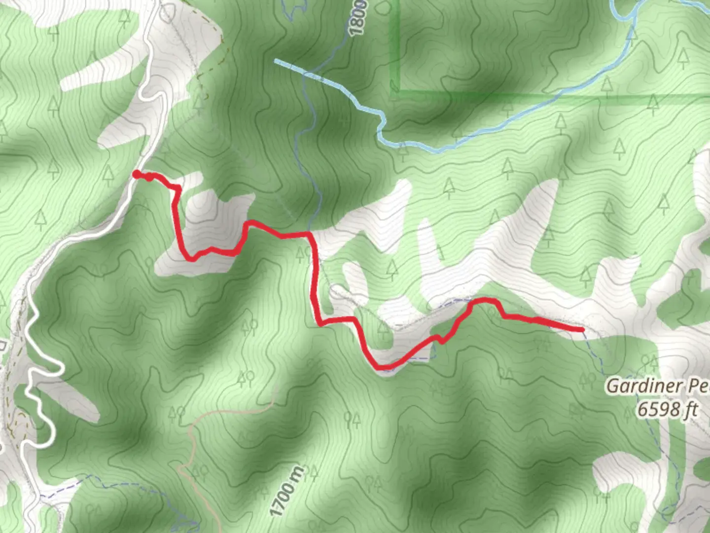 An image depicting the trail Gardiner Peak Trail and its surrounding area.