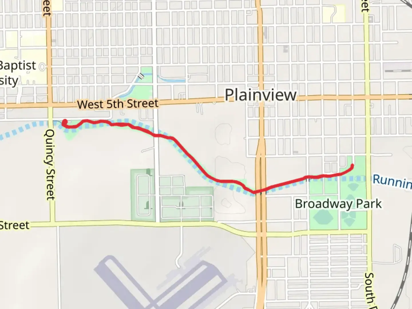 An image depicting the trail Plainview Walking Trail - Quincy Street and its surrounding area.