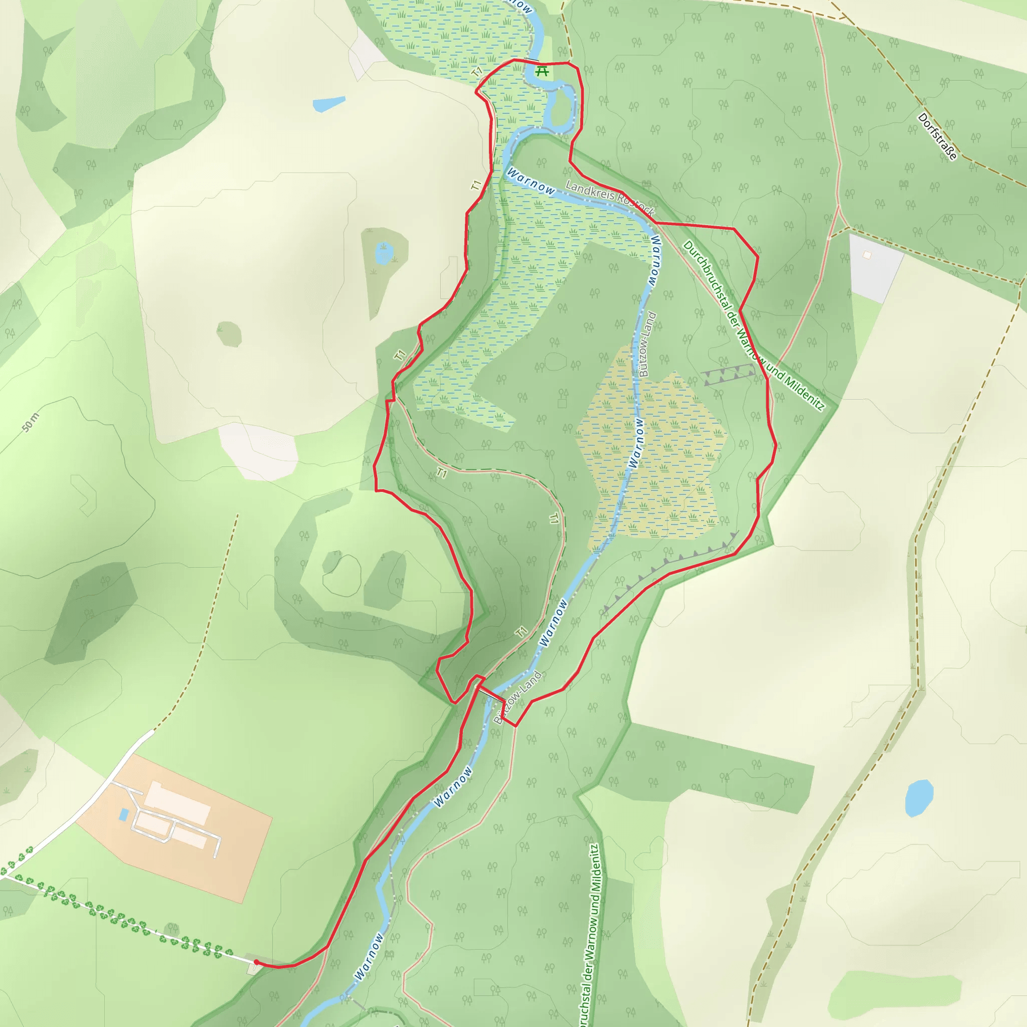 Sillberg and Durchbruchstal der Warnow und Mildenitz Loop mobile static map