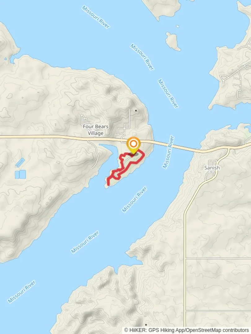 An image depicting the trail Four Bears Park Loop and its surrounding area.