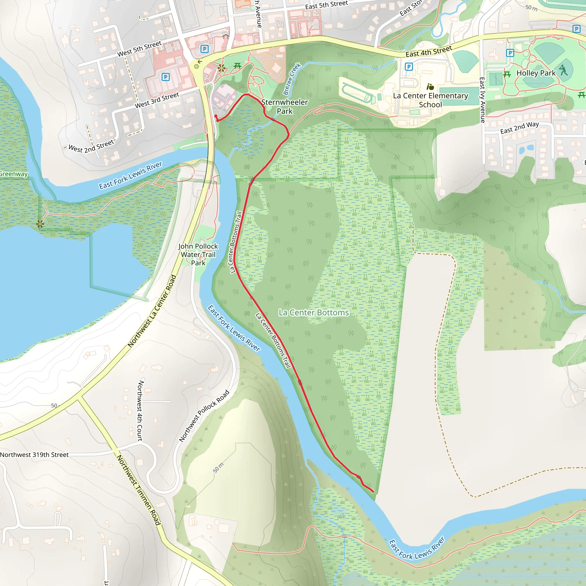 La Center Bottoms Trail mobile static map