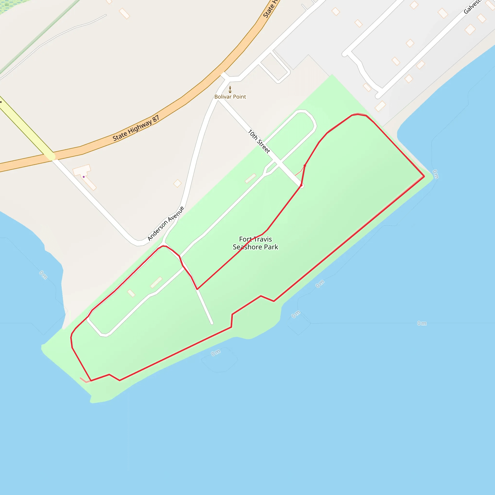 Fort Travis Seashore Park Loop mobile static map