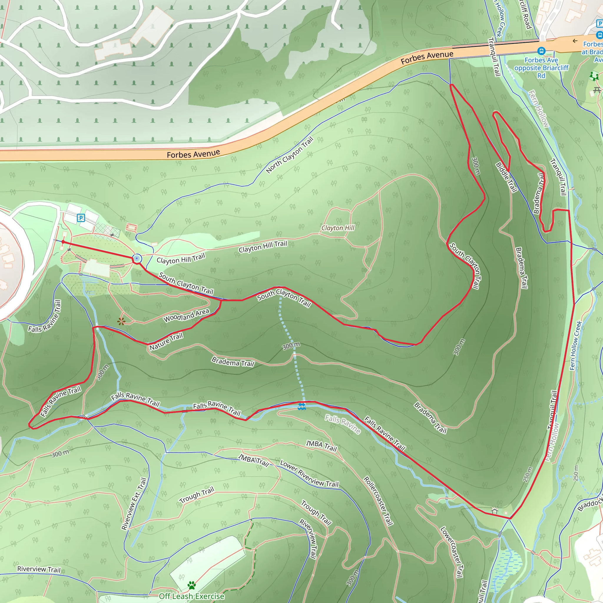 South Clayton and Frick Park Hiking Loop mobile static map