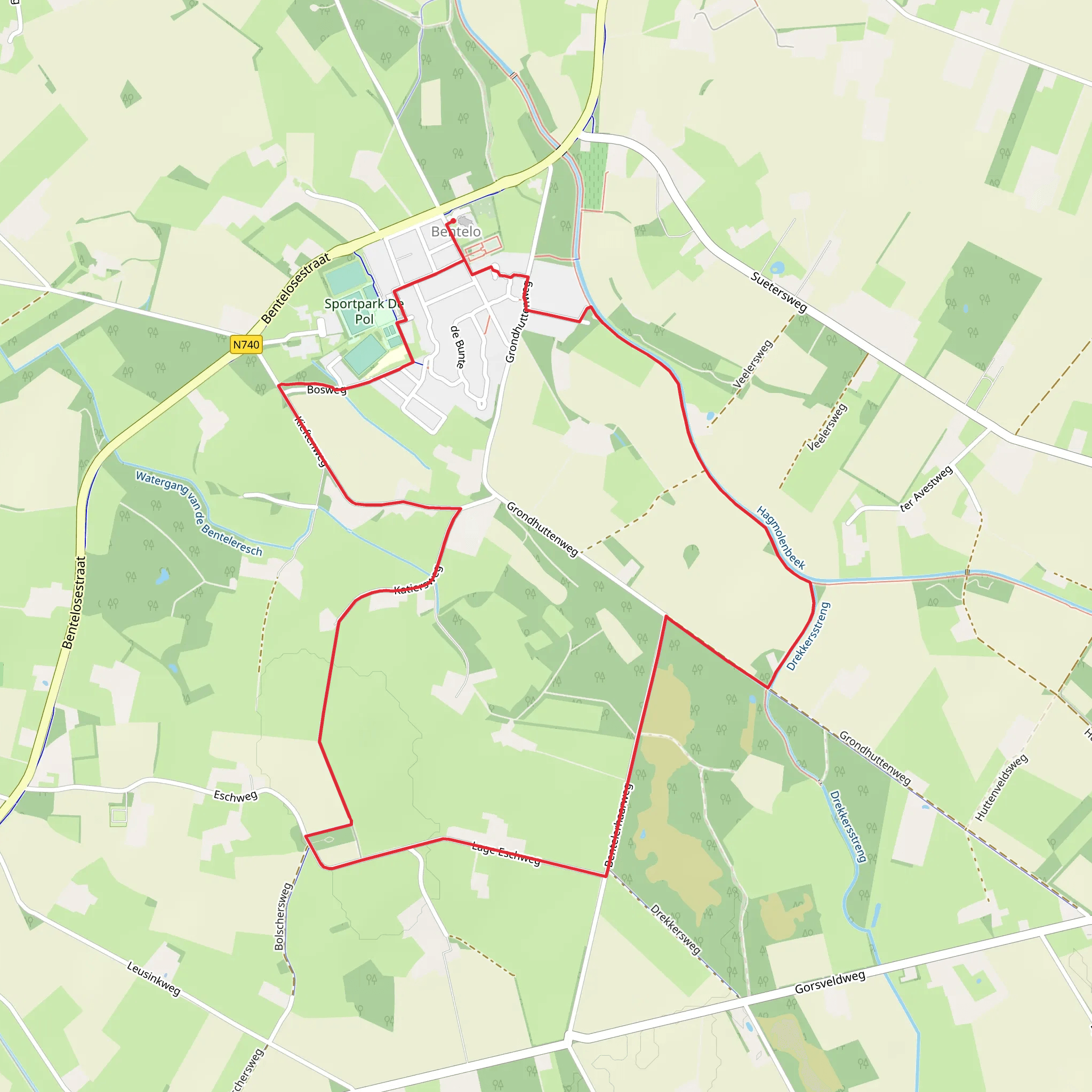 Hagmolenbeek via Katiers Weg and Grondhutten Weg mobile static map