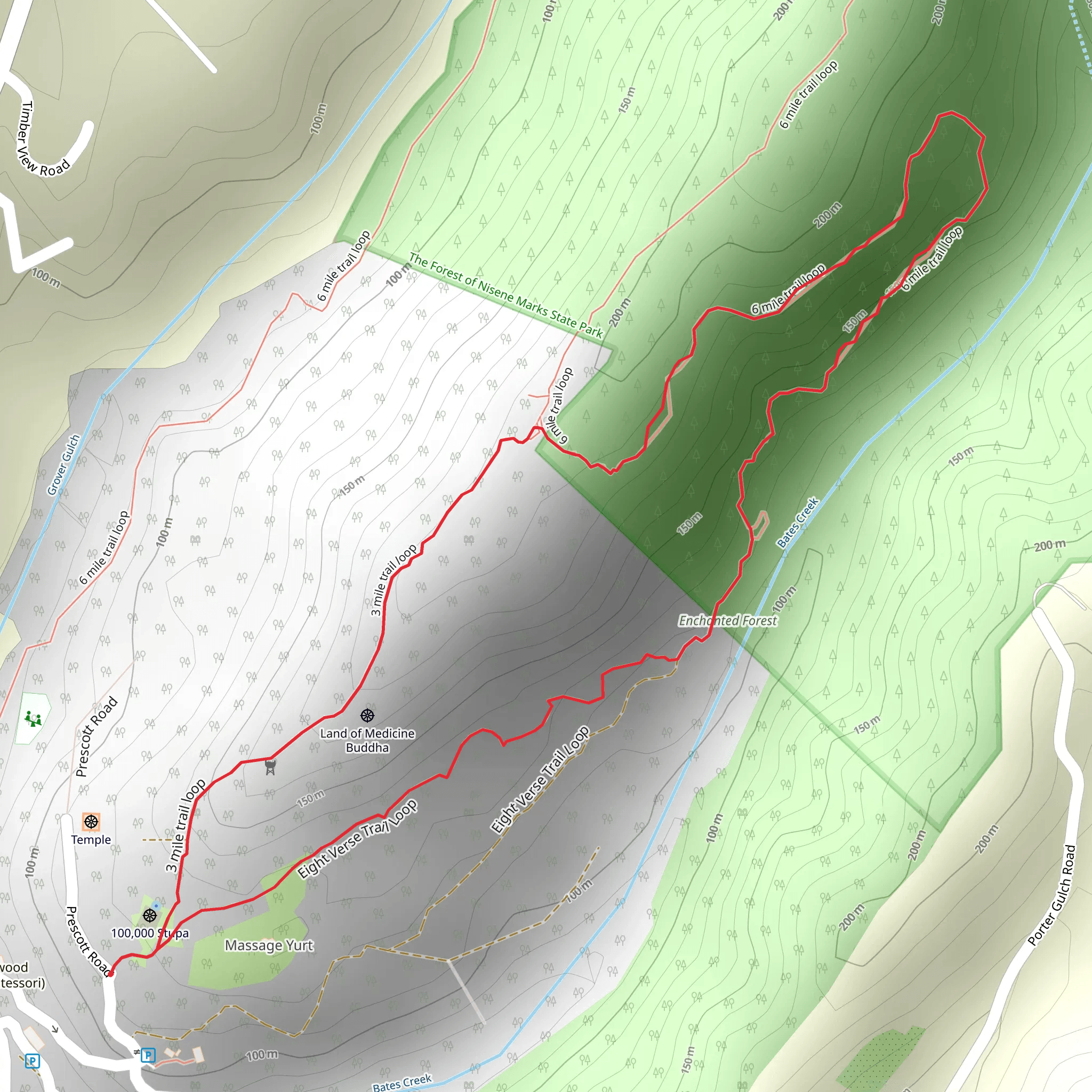 3 Mile and 6 Mile Loop Trail mobile static map
